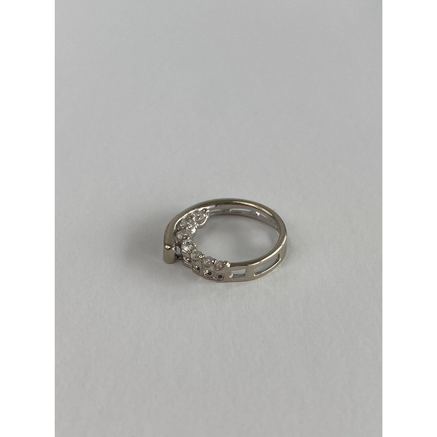 Vintage Solid 10k White Gold Diamond Slide Charm