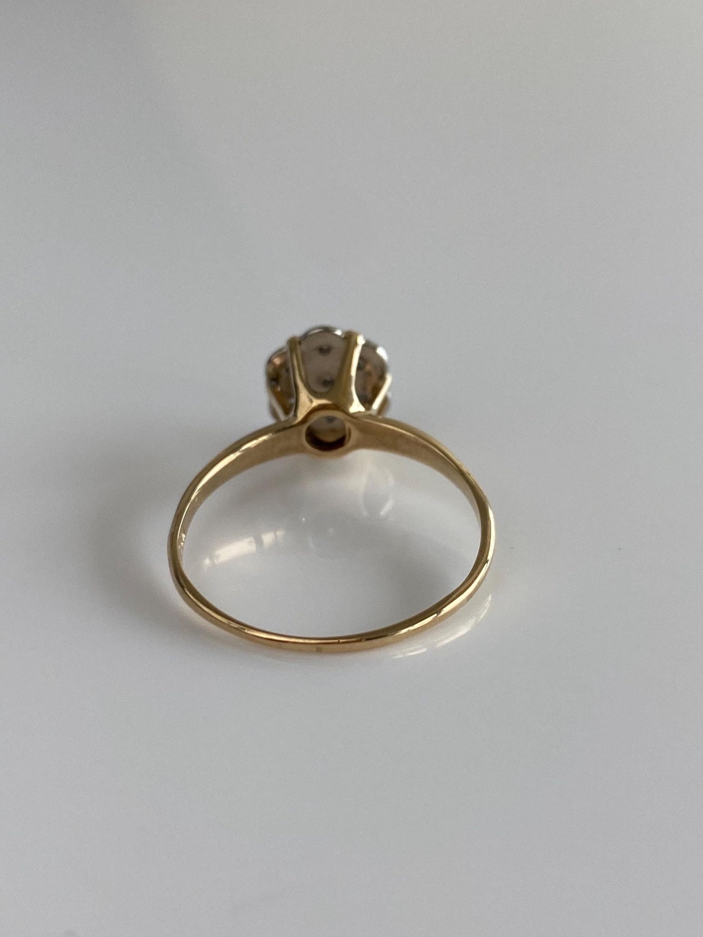 Vintage Solid 10k White & Yellow Gold Diamond Cluster Ring - Size 9
