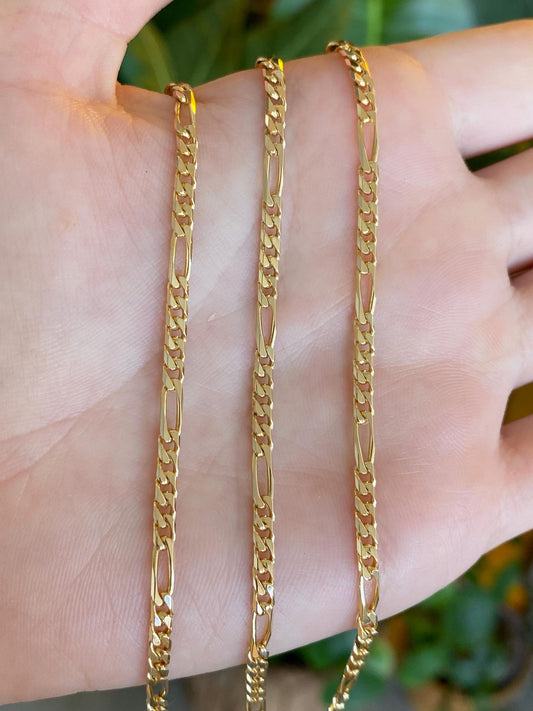 Vintage Solid 14k Yellow Gold Figaro Chain Necklace - 20 inches