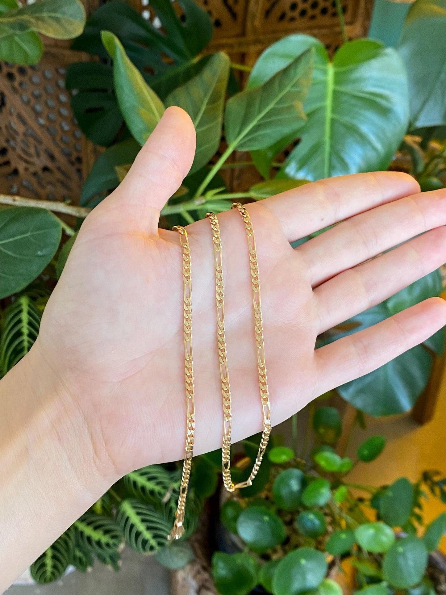 Vintage Solid 14k Yellow Gold Figaro Chain Necklace - 20 inches