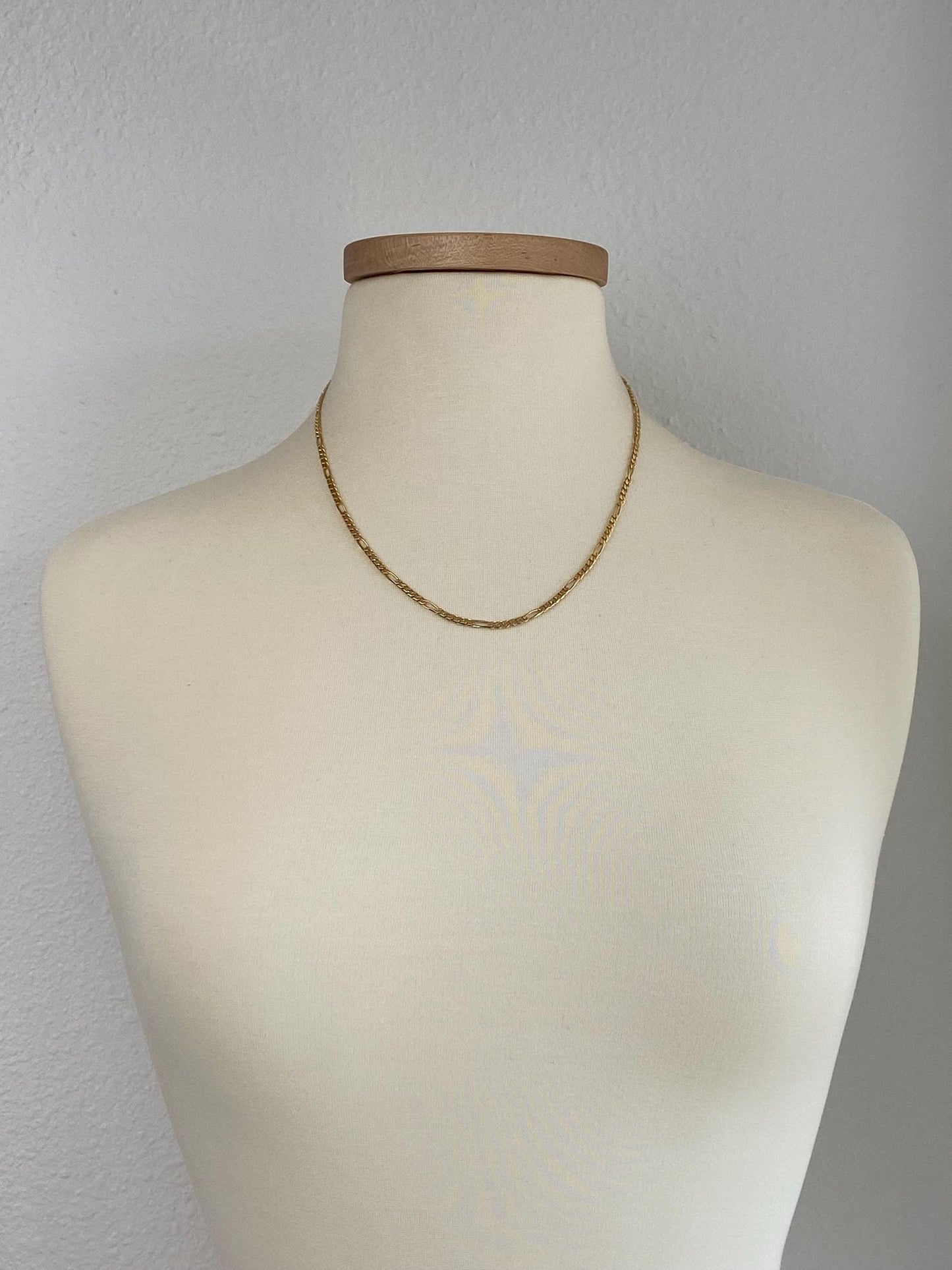 Vintage Solid 14k Yellow Gold Figaro Chain Necklace - 20 inches