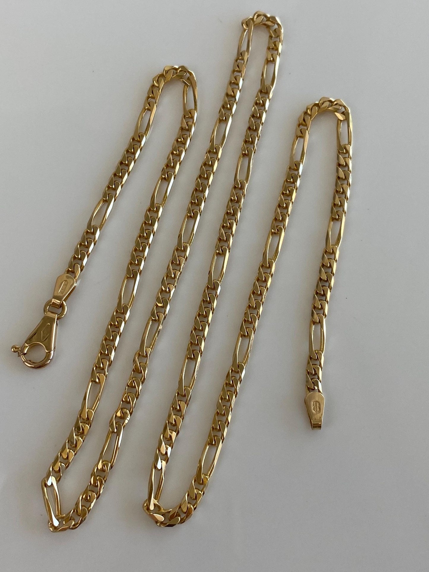 Vintage Solid 14k Yellow Gold Figaro Chain Necklace - 20 inches