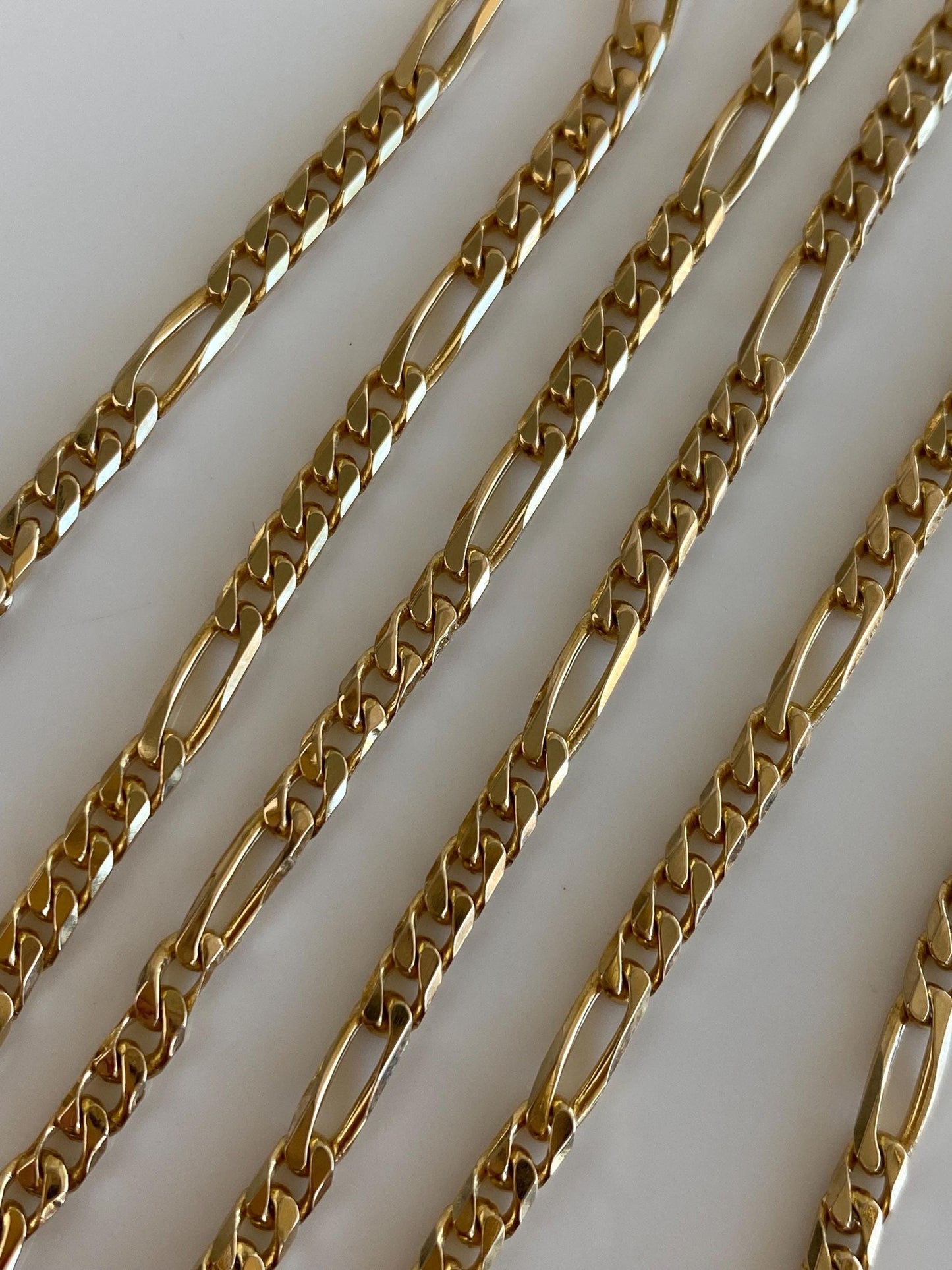 Vintage Solid 14k Yellow Gold Figaro Chain Necklace - 20 inches