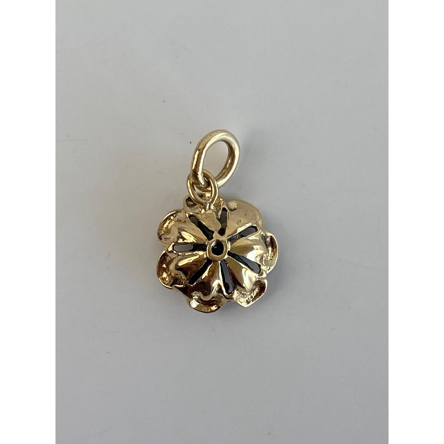 Vintage Solid 14k Yellow Gold Opal Flower Charm