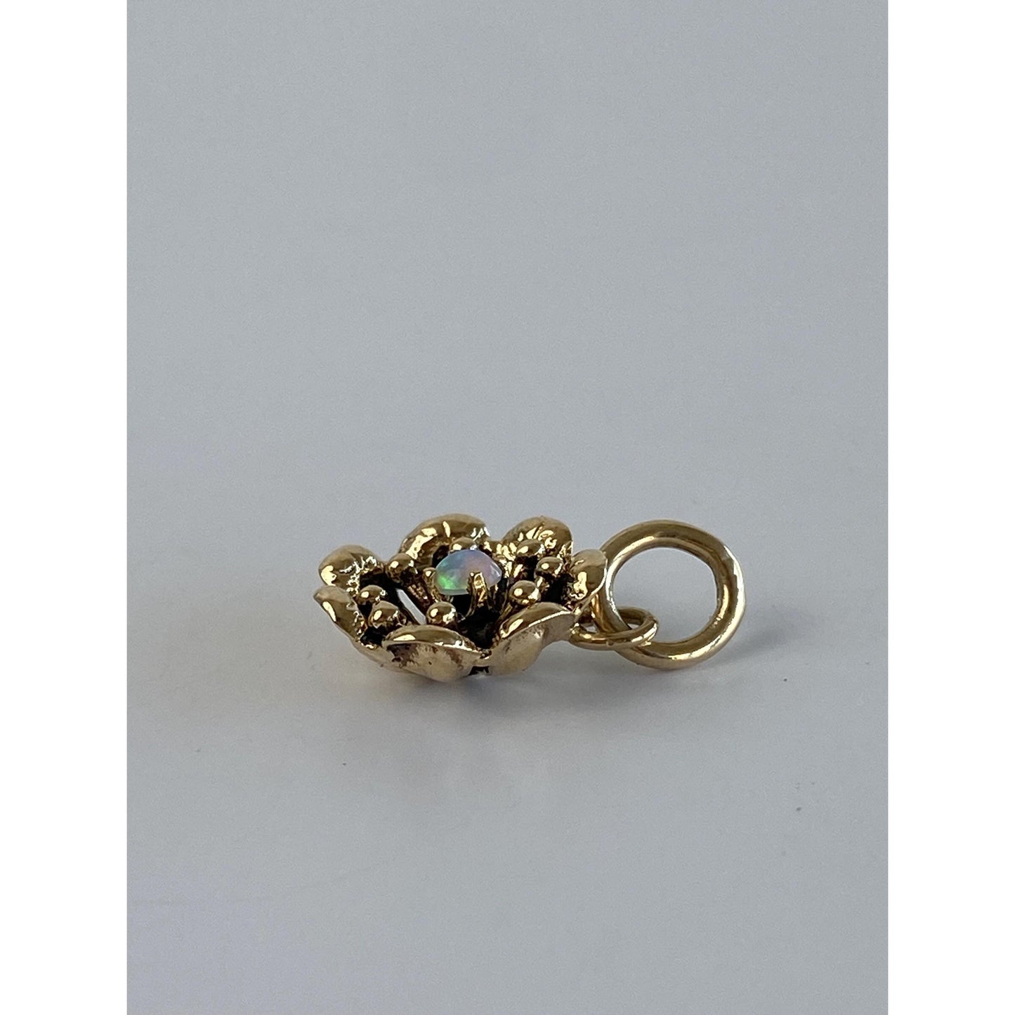 Vintage Solid 14k Yellow Gold Opal Flower Charm