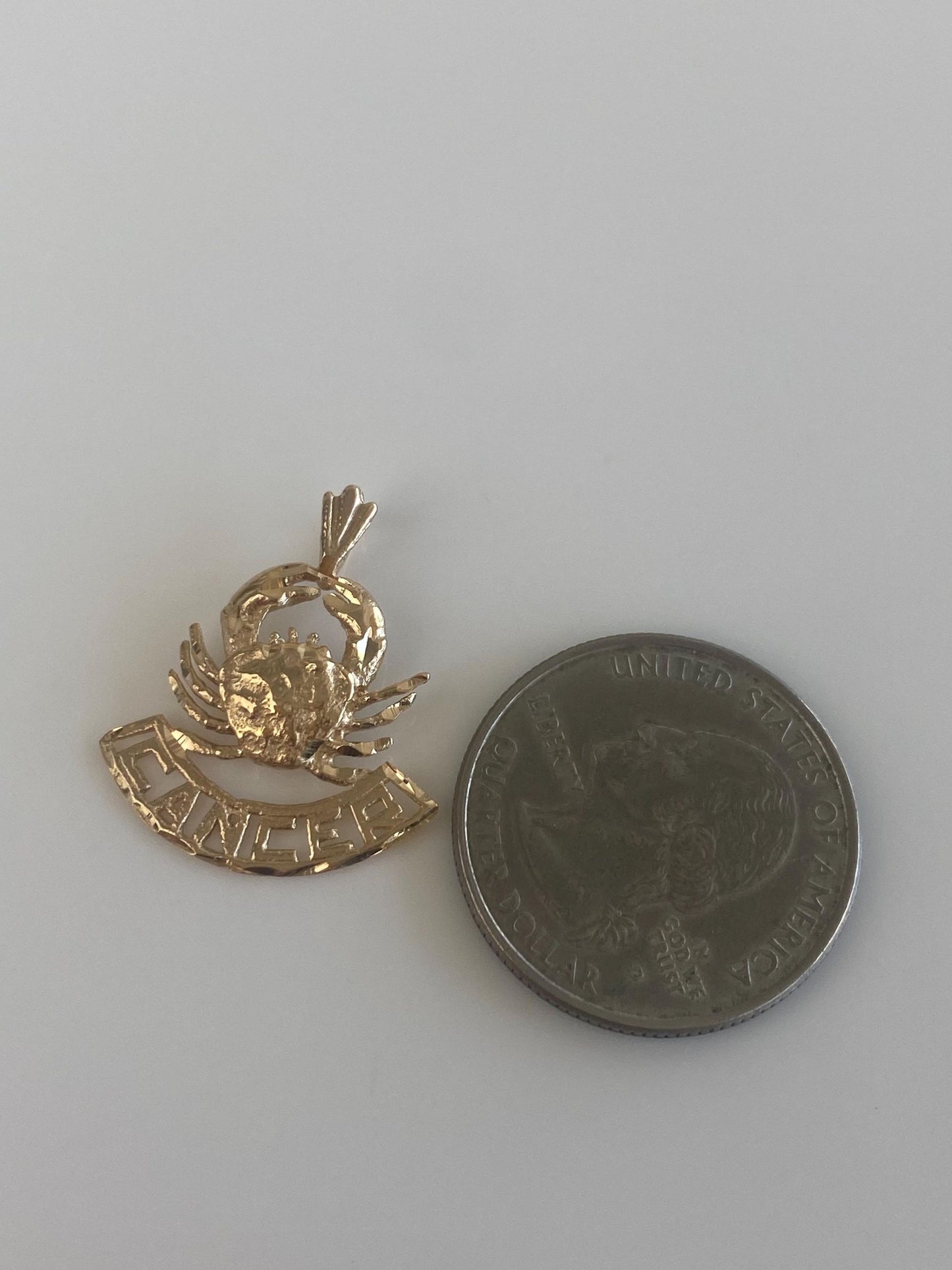 Vintage Solid 14k Yellow Gold Diamond Cut Cancer Zodiac Charm