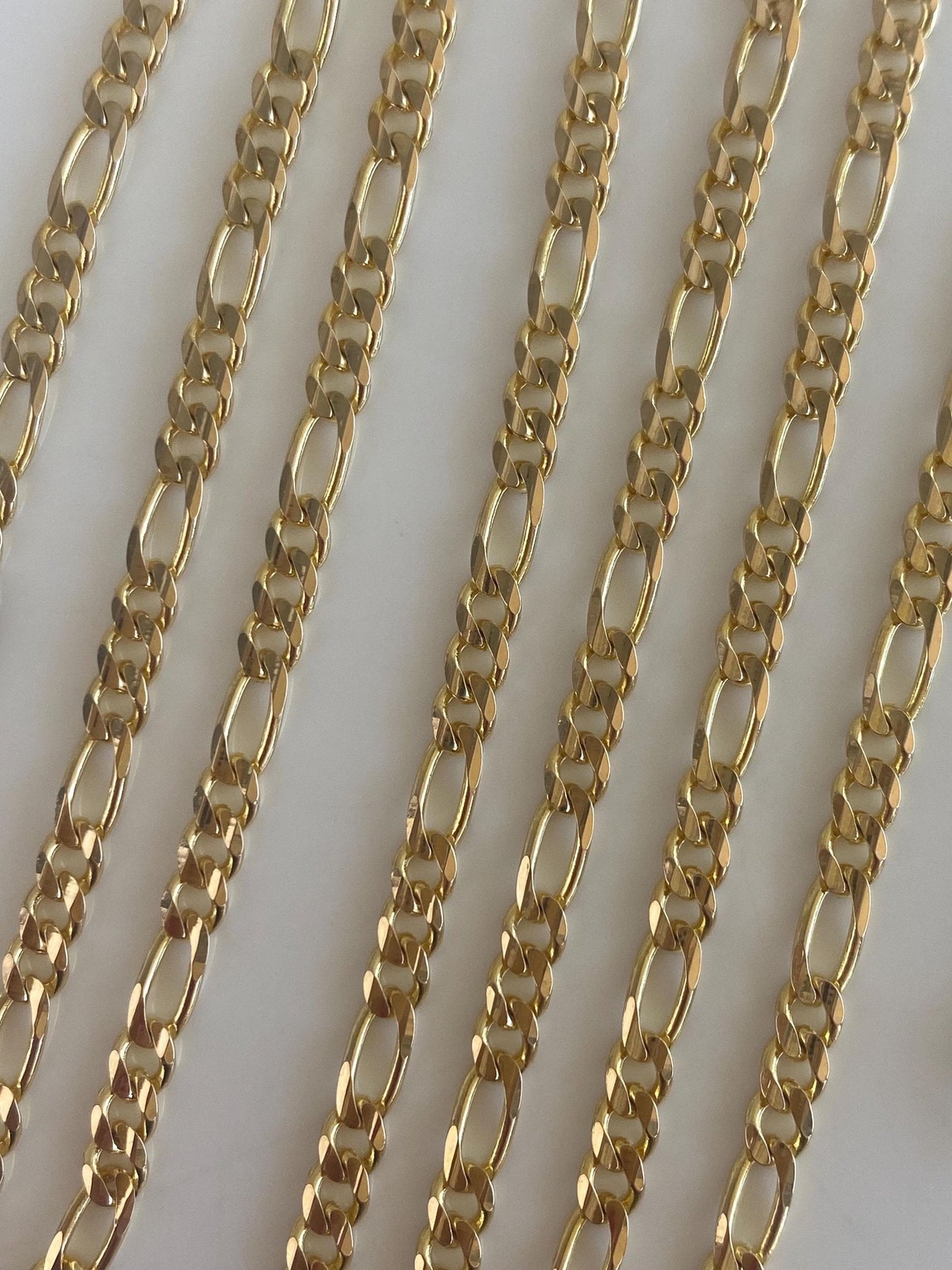 Vintage Solid 14k Yellow Gold Long Figaro Chain Necklace - 24 inches