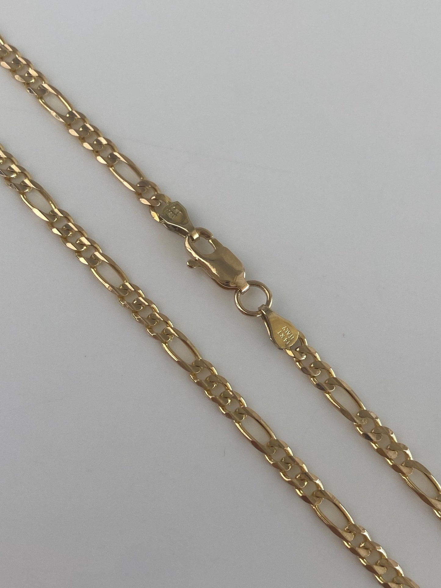Vintage Solid 14k Yellow Gold Long Figaro Chain Necklace - 24 inches