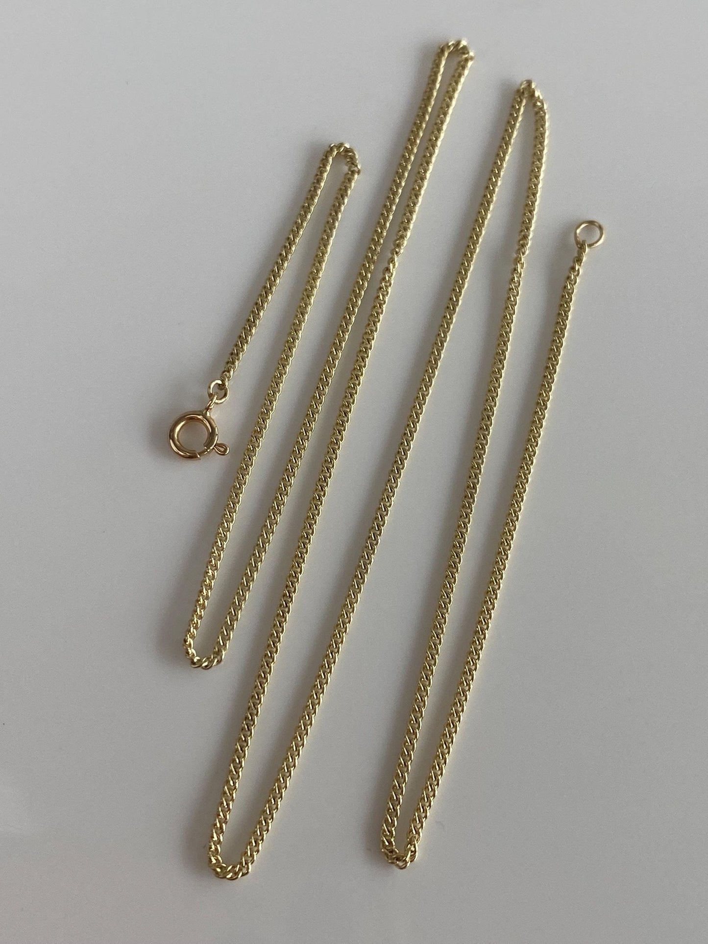 Vintage Solid 14k Yellow Gold Dainty Tight Curb Chain Necklace - 17.5 inches