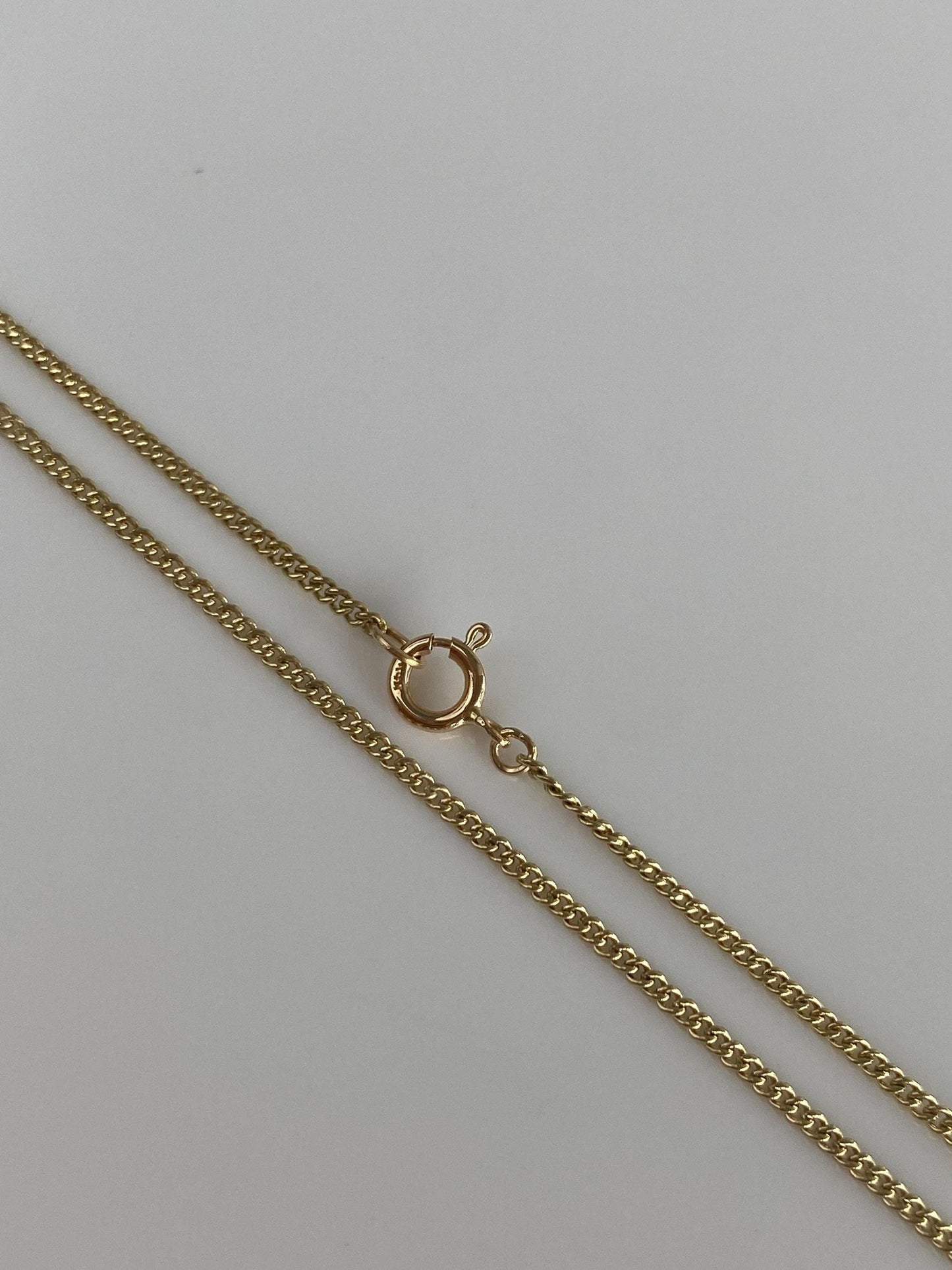 Vintage Solid 14k Yellow Gold Dainty Tight Curb Chain Necklace - 17.5 inches