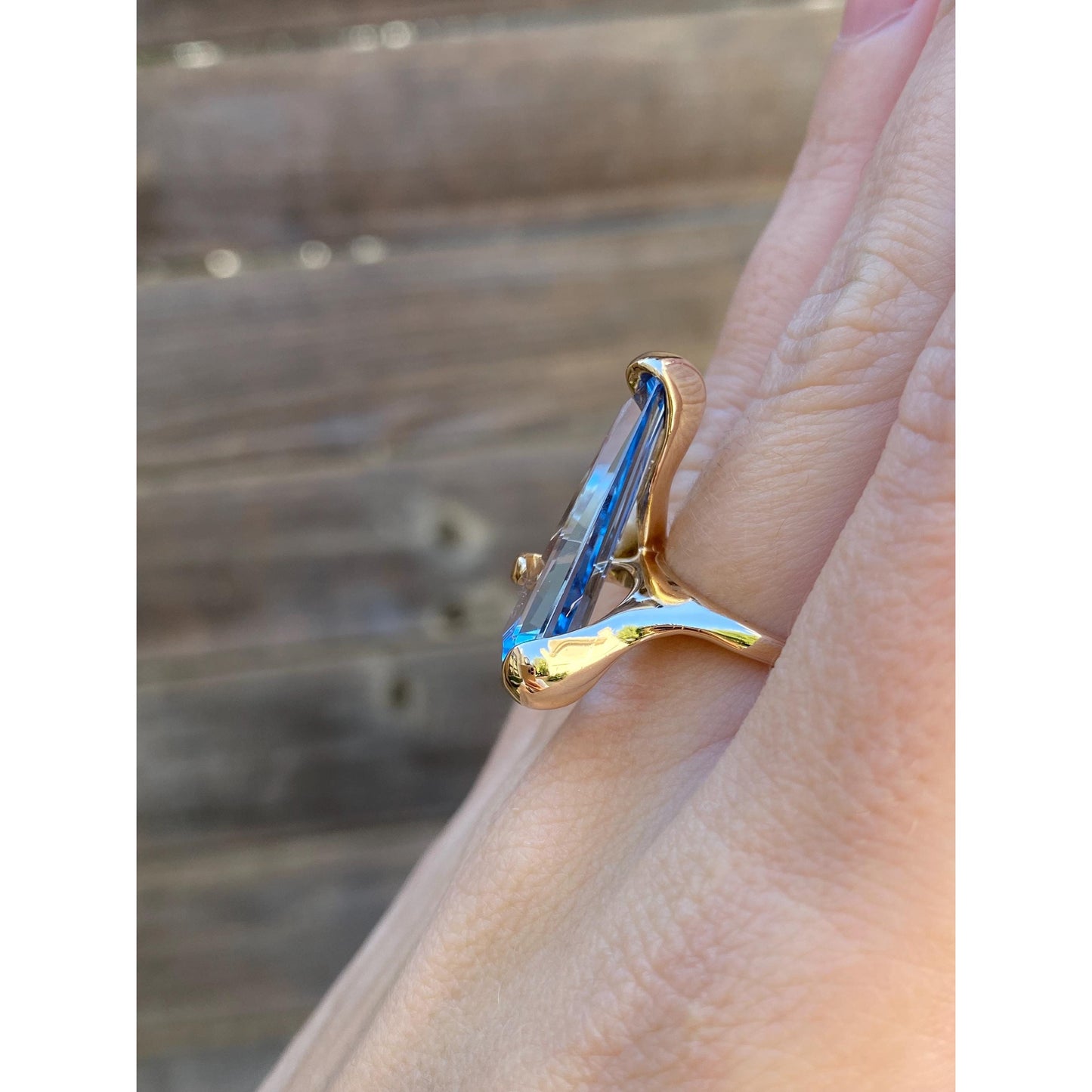 Vintage Solid 14k Yellow Gold Large Topaz Pearl Ring - Size 5.5