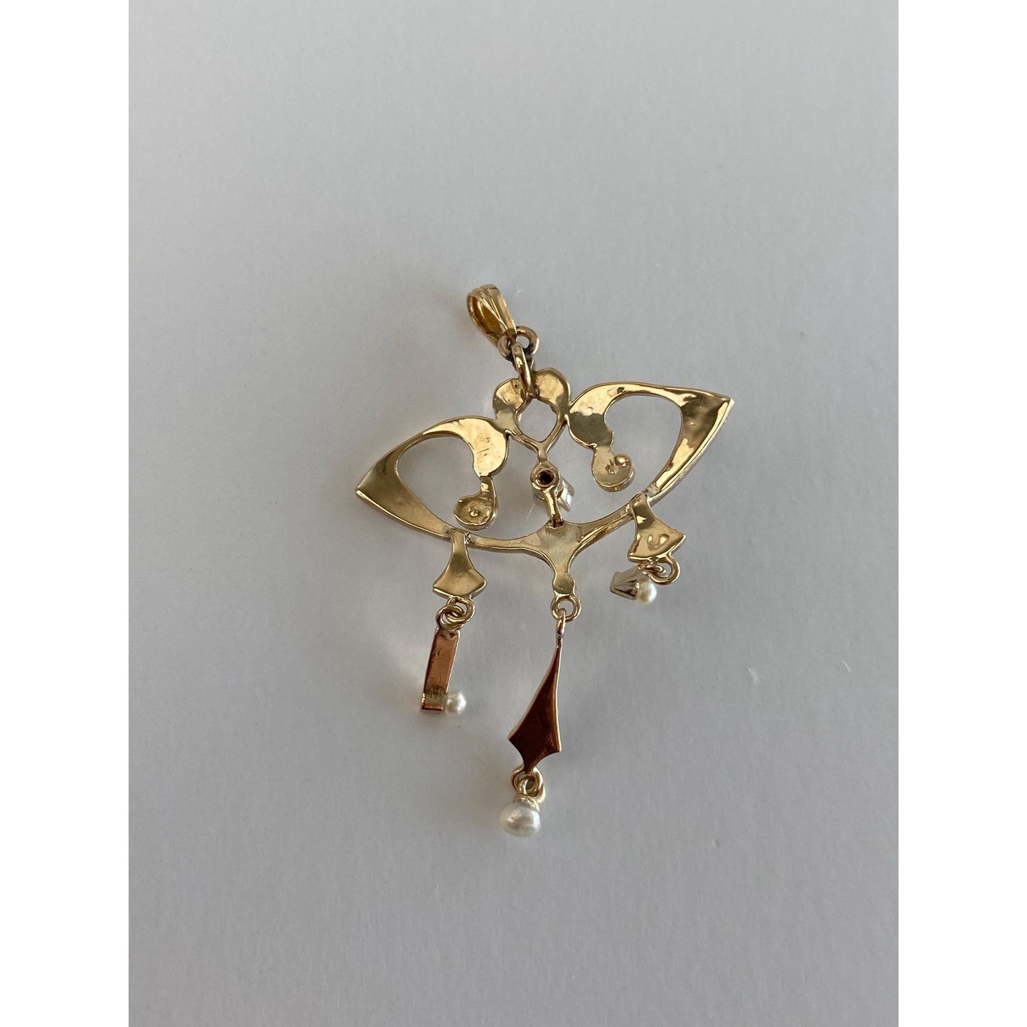 Vintage Solid 14k Yellow Gold Seed Pearl Dangle Charm