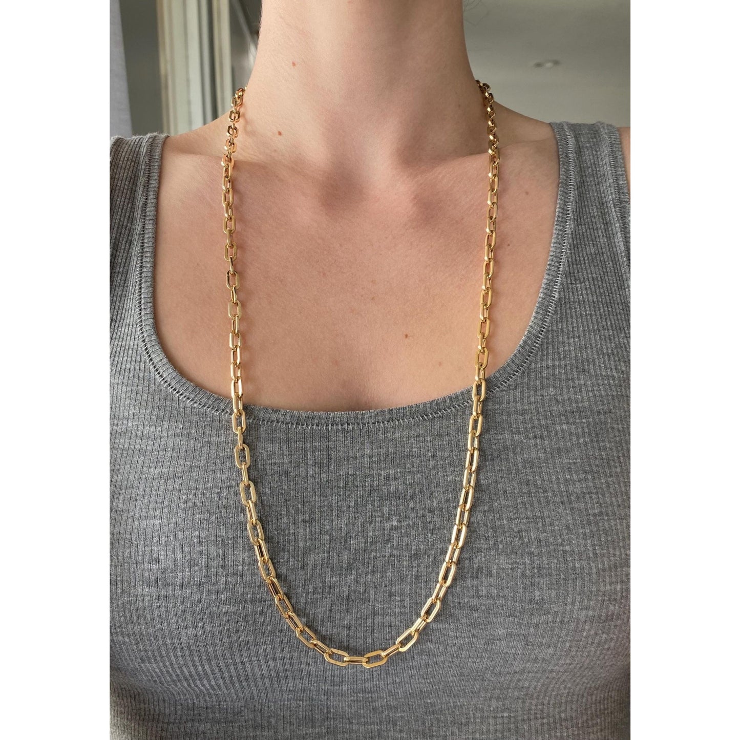 Vintage 14k Yellow Gold Chunky Paperclip Chain Necklace - 30.5 inches