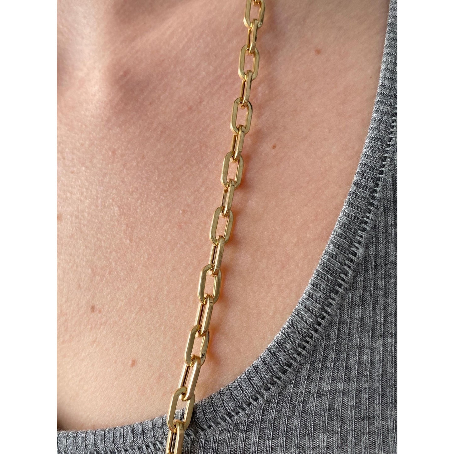 Vintage 14k Yellow Gold Chunky Paperclip Chain Necklace - 30.5 inches