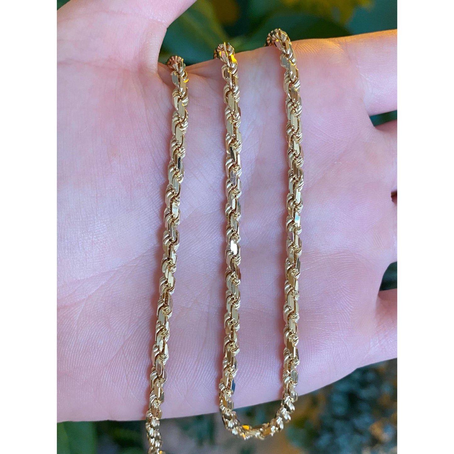 Vintage Solid 14k Yellow Gold Diamond Cut Rope Chain Necklace - 20 inches