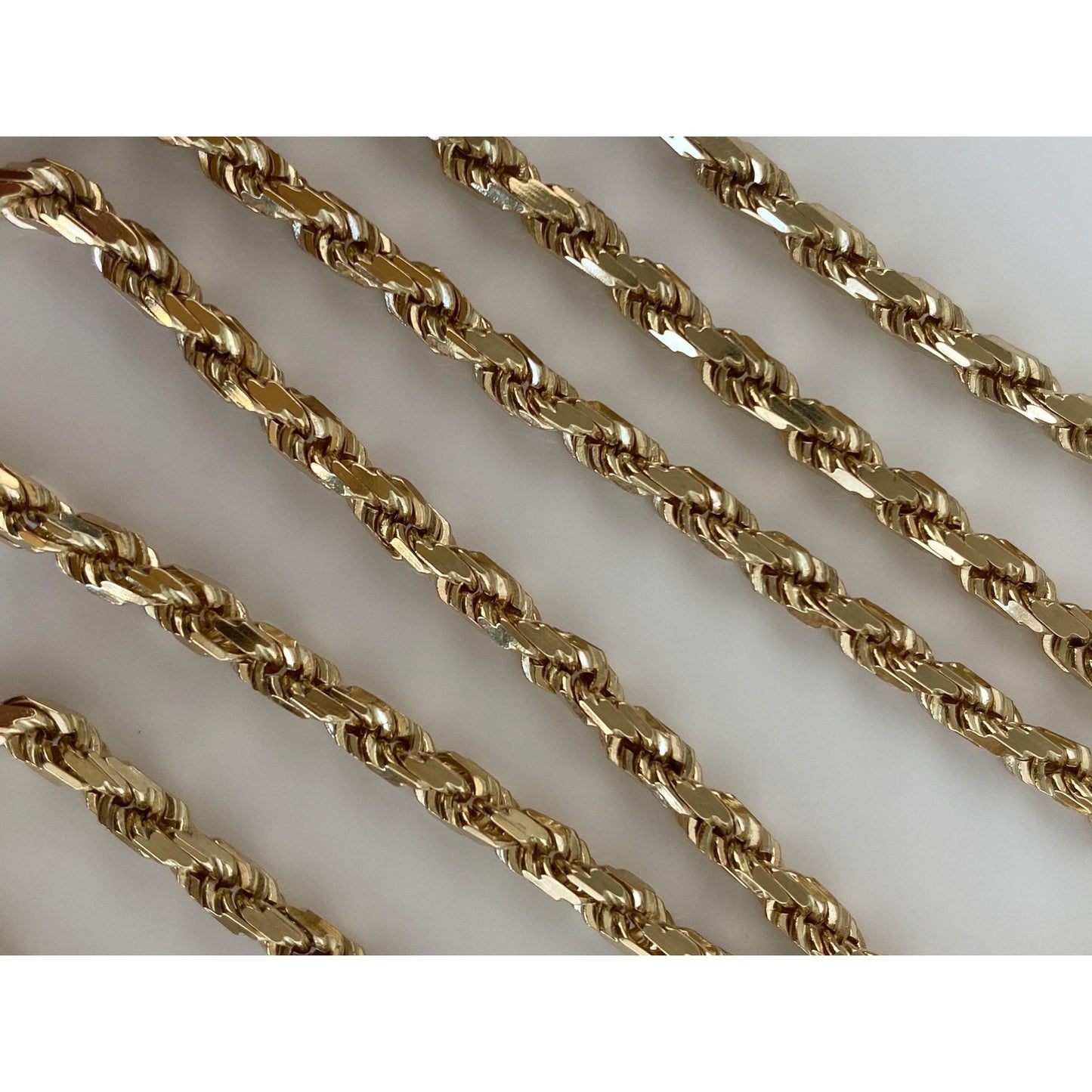 Vintage Solid 14k Yellow Gold Diamond Cut Rope Chain Necklace - 20 inches
