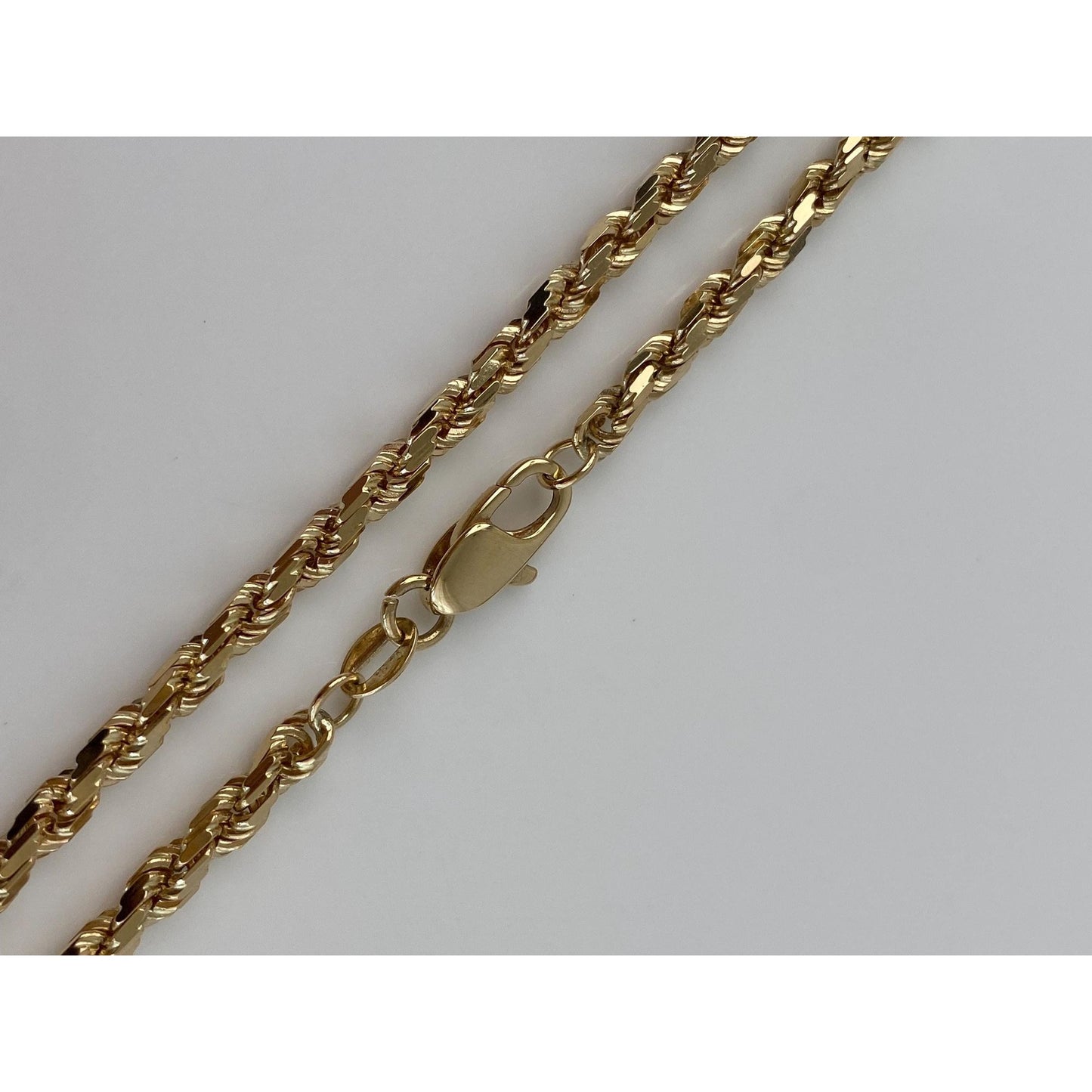 Vintage Solid 14k Yellow Gold Diamond Cut Rope Chain Necklace - 20 inches