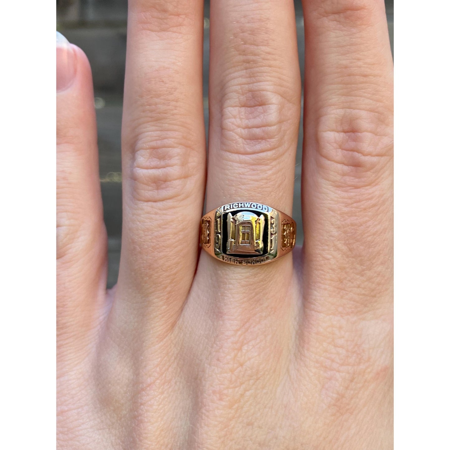 Vintage Solid 10k Rosey Gold 1931 'Richwood High School' Class Ring - Size 7