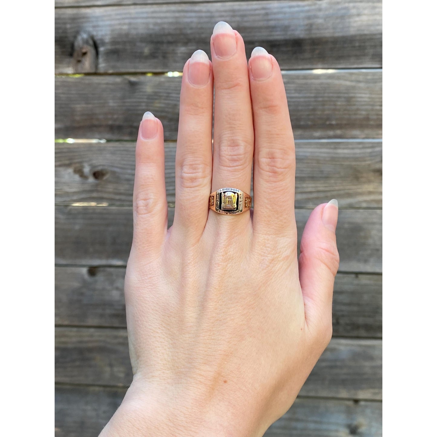Vintage Solid 10k Rosey Gold 1931 'Richwood High School' Class Ring - Size 7