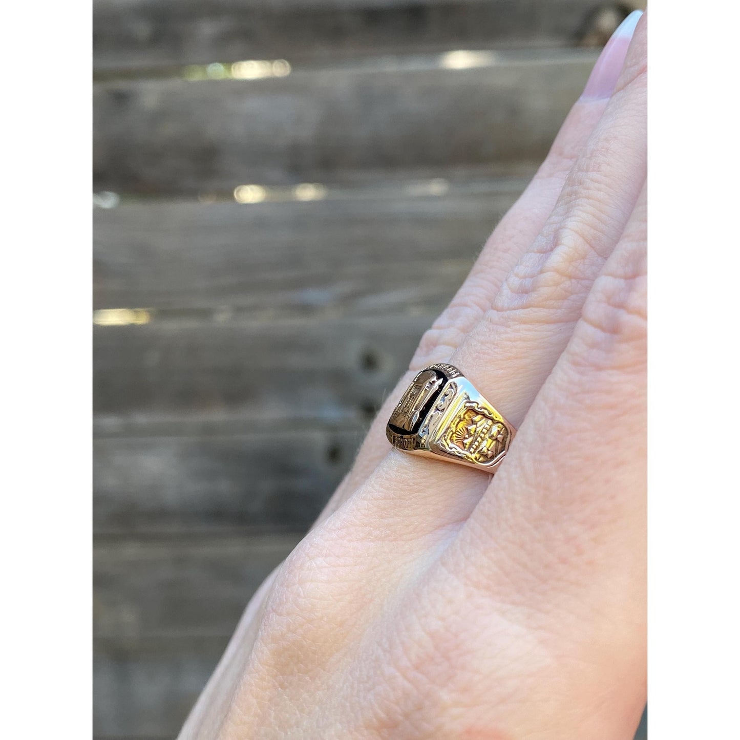 Vintage Solid 10k Rosey Gold 1931 'Richwood High School' Class Ring - Size 7