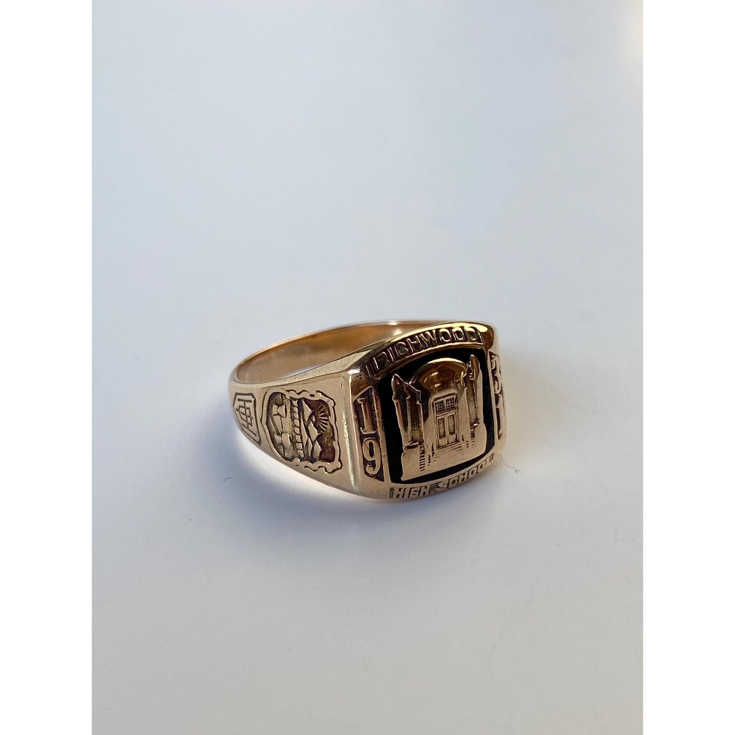 Vintage Solid 10k Rosey Gold 1931 'Richwood High School' Class Ring - Size 7