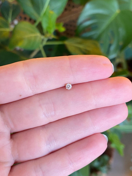 Vintage Solid 14k Yellow Gold Clear Cubic Zirconia SINGLE Stud Earring