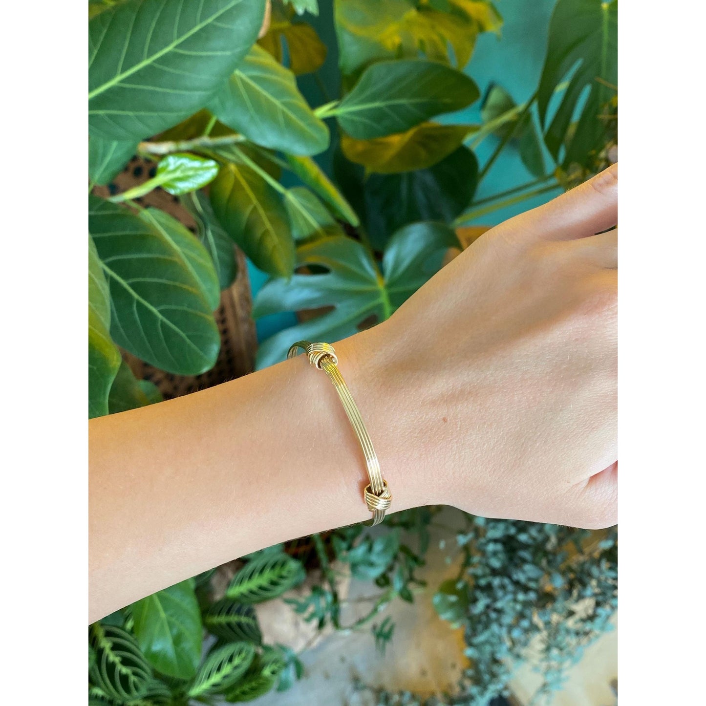 Vintage Solid 14k Yellow Gold Layered Adjustable Cuff Bracelet