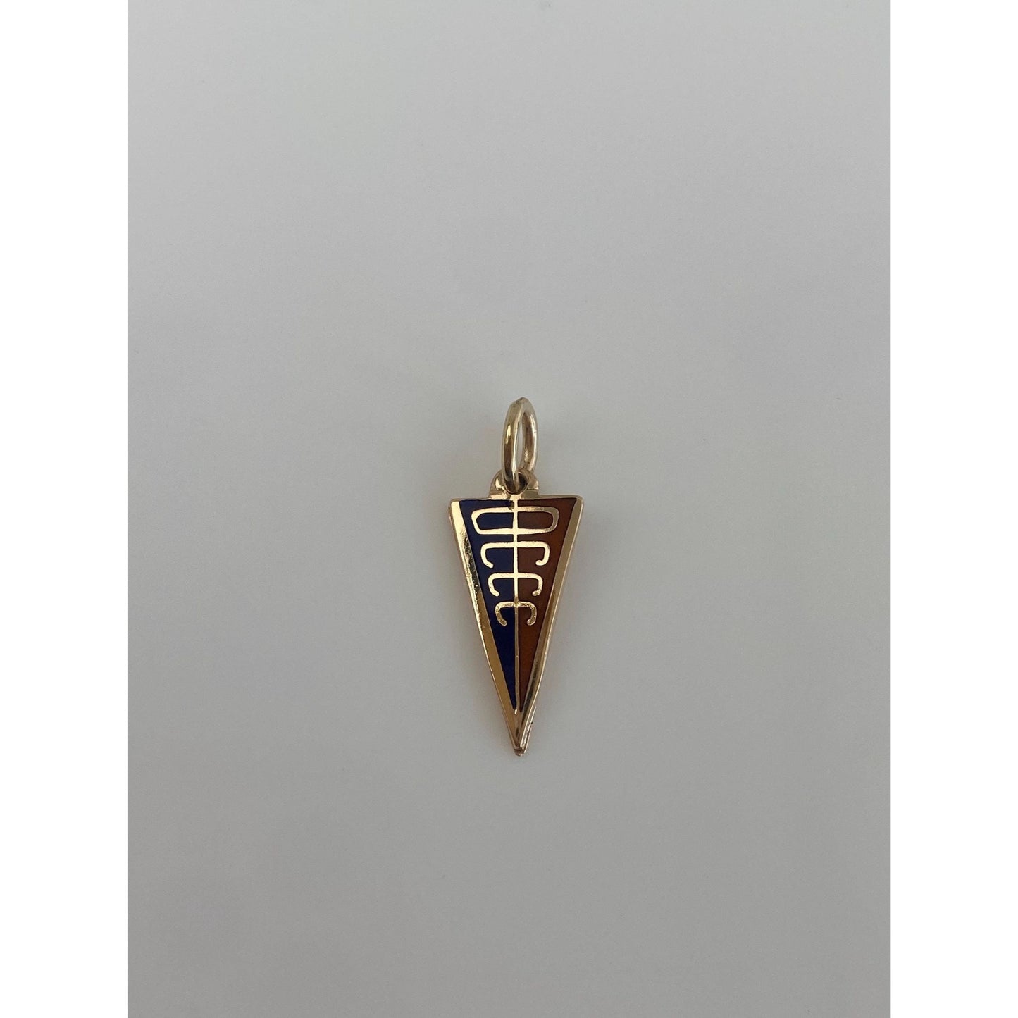 Solid 14k Yellow Gold Enamel Flag Charm