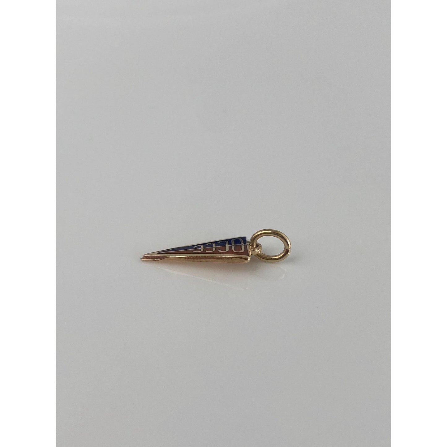 Solid 14k Yellow Gold Enamel Flag Charm