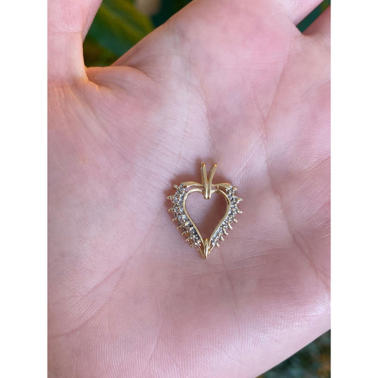 Vintage Solid 10k Yellow Gold Diamond Heart Charm