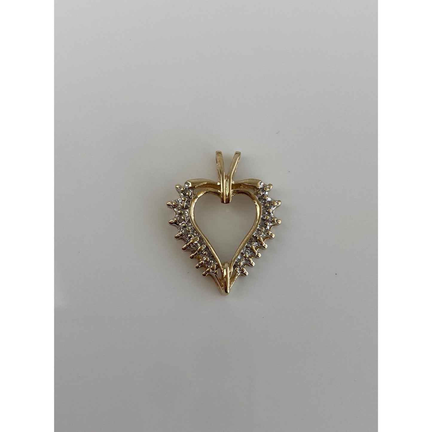 Vintage Solid 10k Yellow Gold Diamond Heart Charm