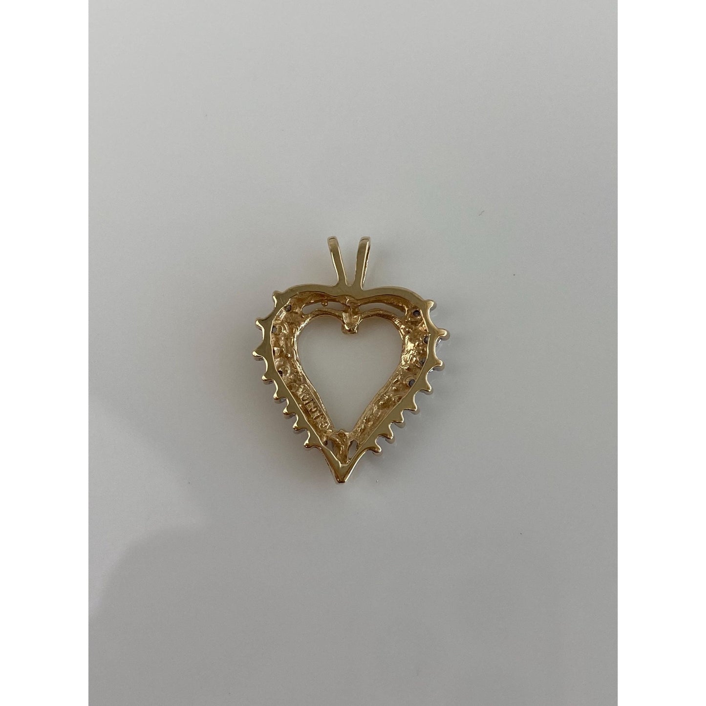 Vintage Solid 10k Yellow Gold Diamond Heart Charm
