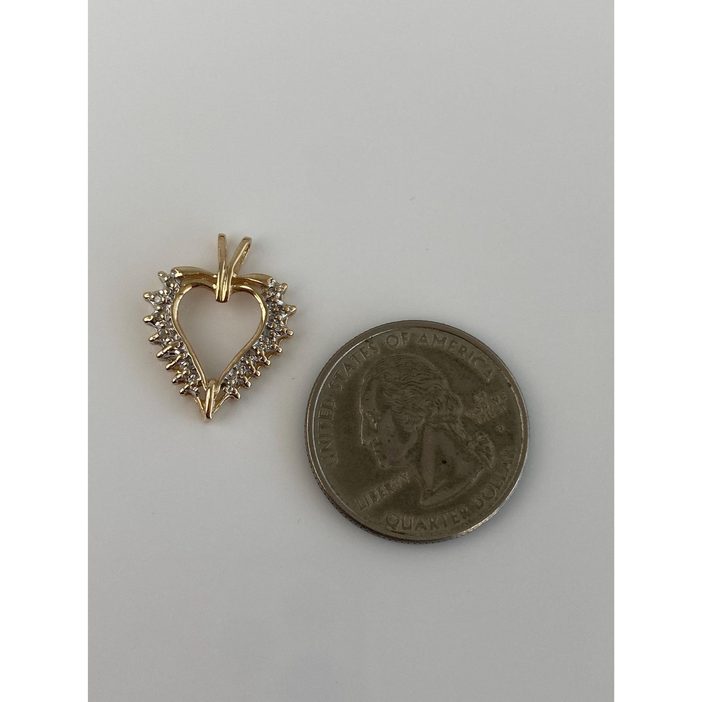 Vintage Solid 10k Yellow Gold Diamond Heart Charm