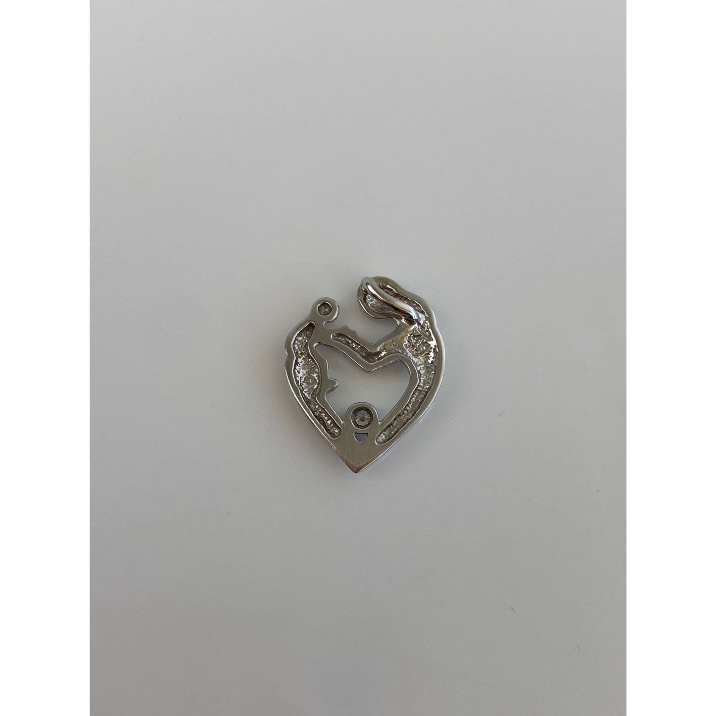 Solid 14k White Gold Diamond Mother & Child Charm