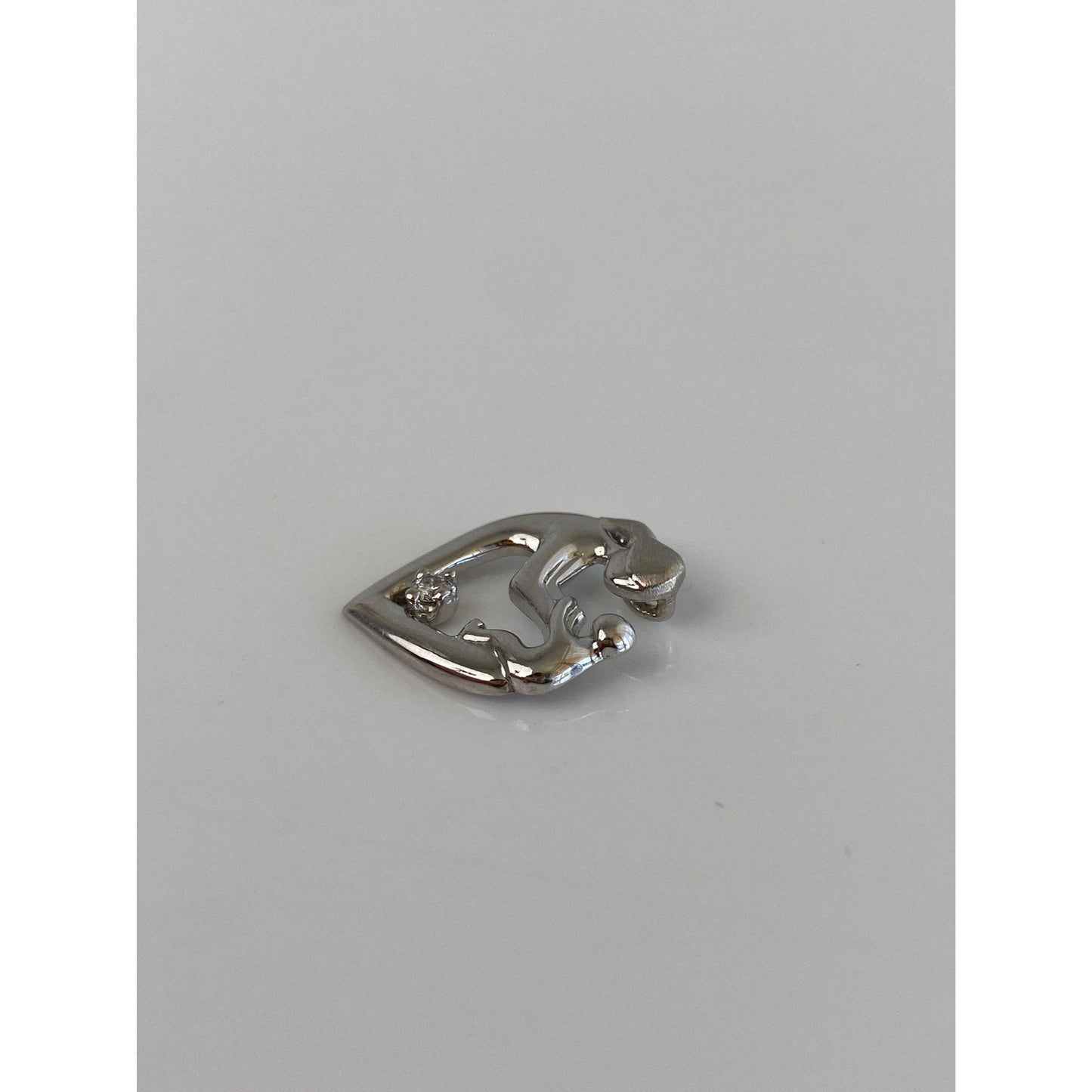 Solid 14k White Gold Diamond Mother & Child Charm