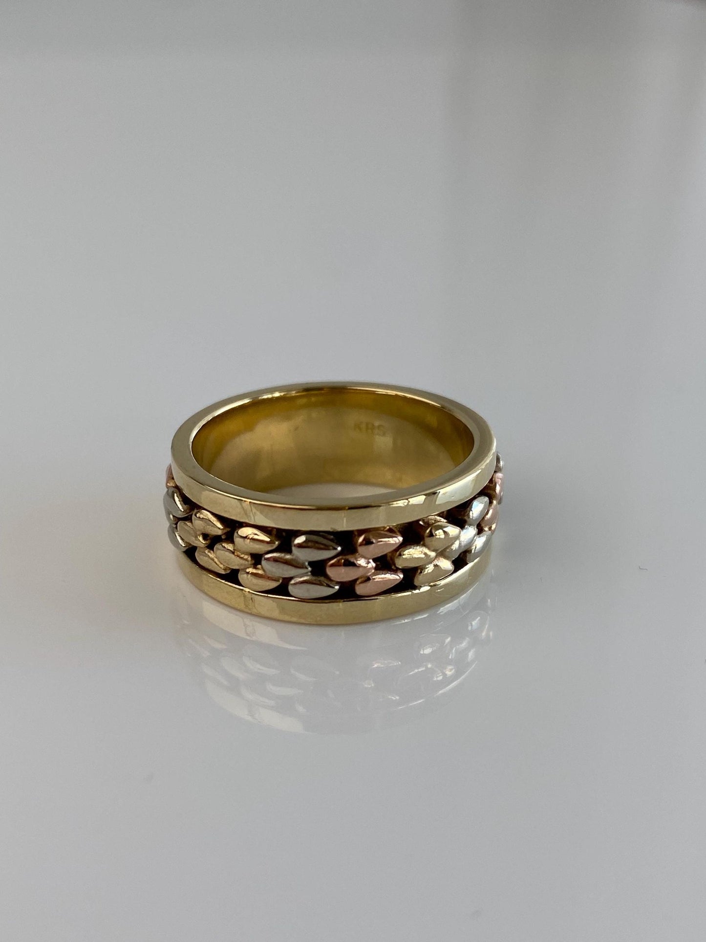 Vintage Solid 14k Tri Tone Gold Ring Band - Size 8