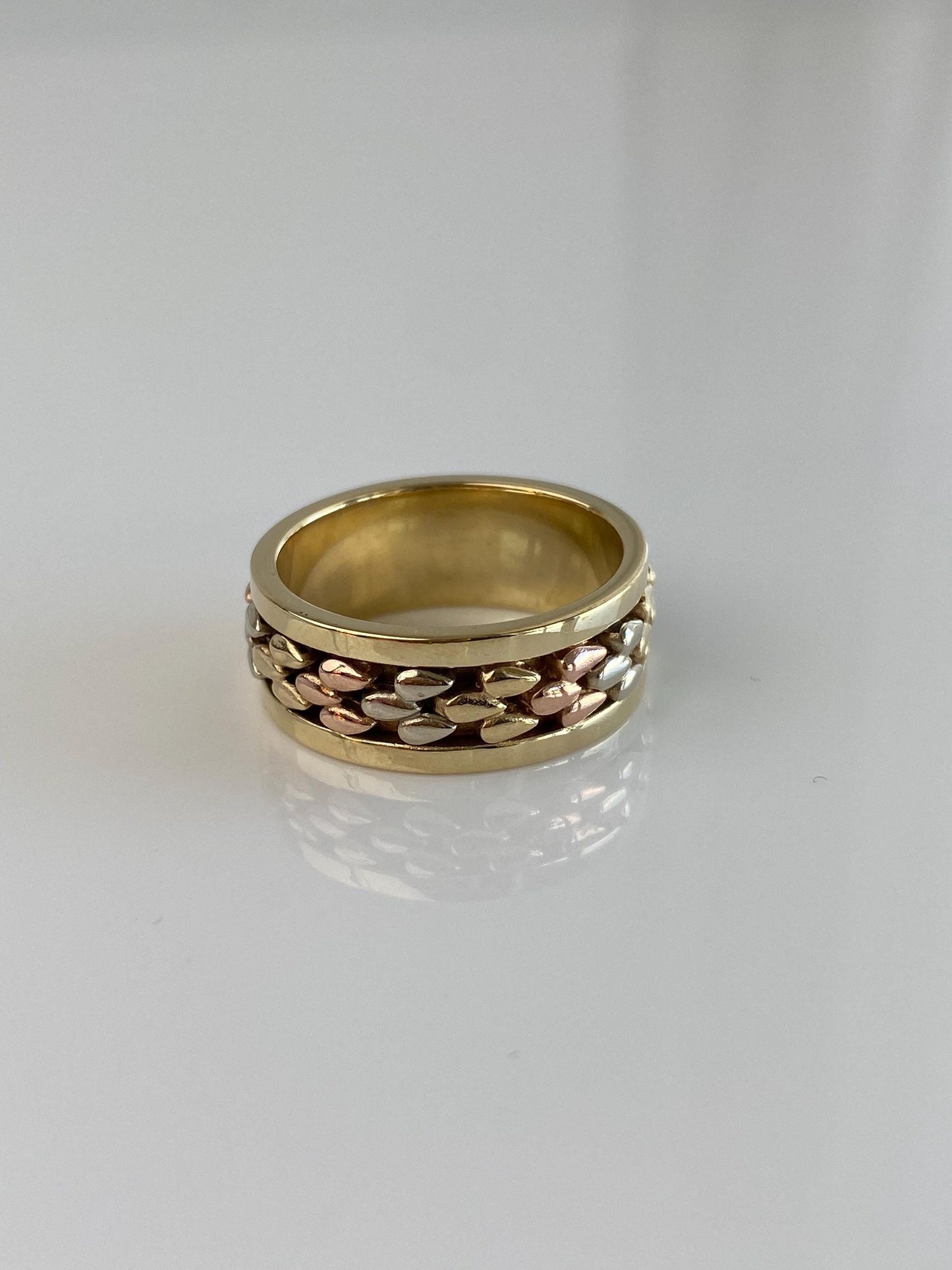 Vintage Solid 14k Tri Tone Gold Ring Band - Size 8
