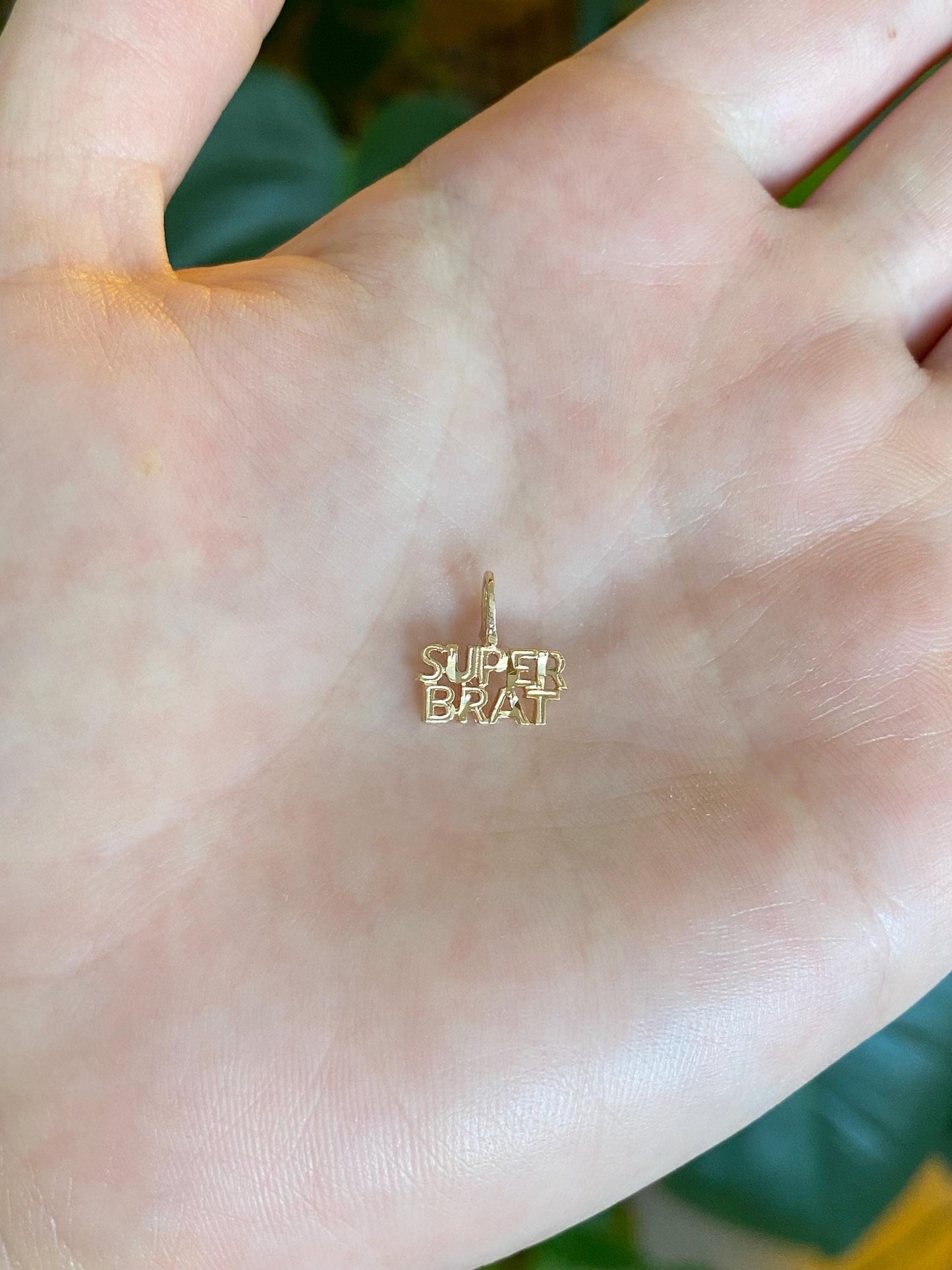 Vintage Solid 14k Yellow Gold Diamond Cut 'Super Brat' Charm