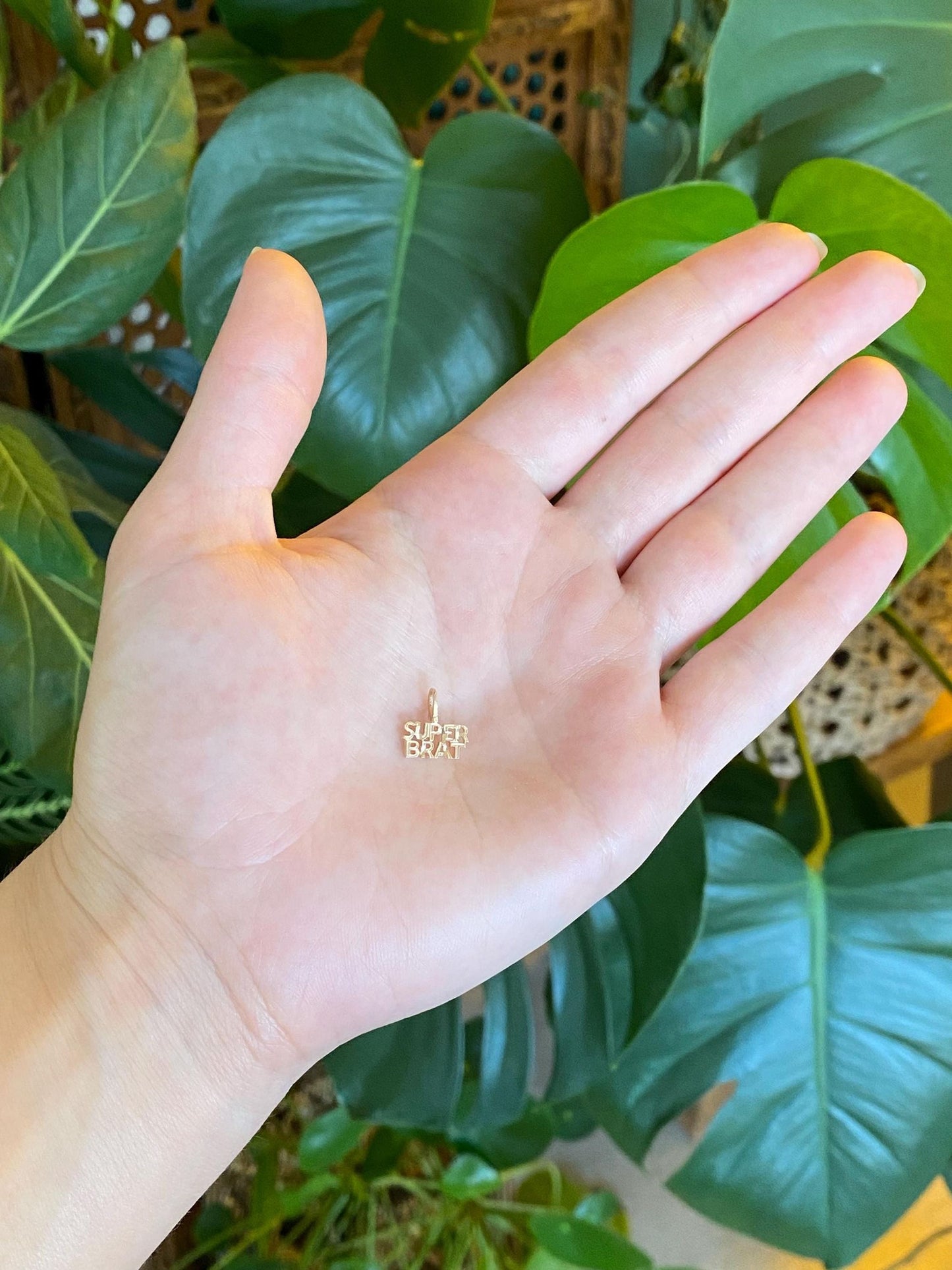 Vintage Solid 14k Yellow Gold Diamond Cut 'Super Brat' Charm