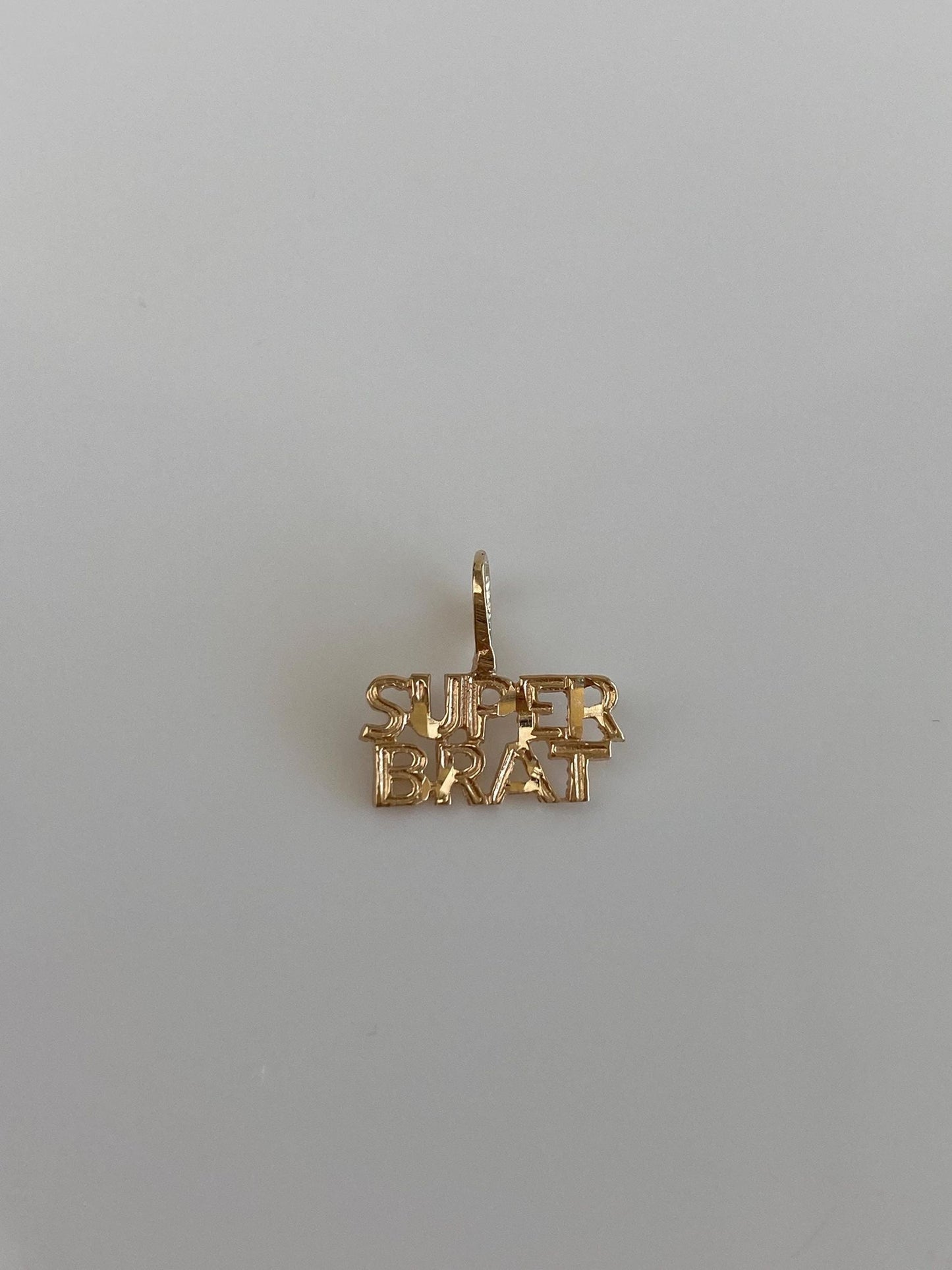 Vintage Solid 14k Yellow Gold Diamond Cut 'Super Brat' Charm