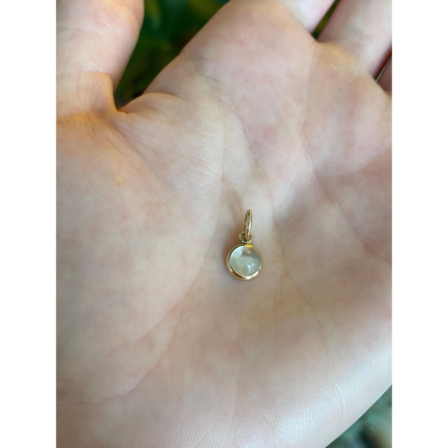 Vintage Solid 14k Yellow Gold Little Moonstone Cufflink Conversion Charm