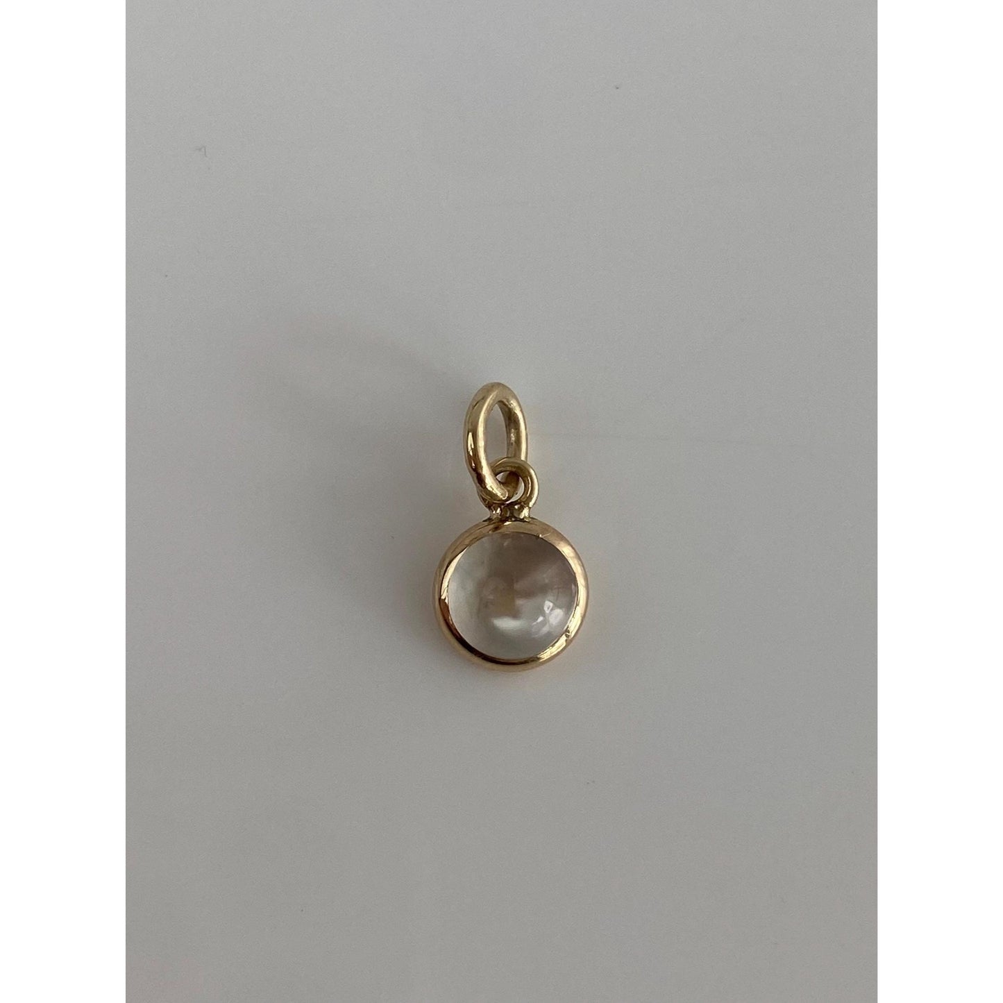 Vintage Solid 14k Yellow Gold Little Moonstone Cufflink Conversion Charm