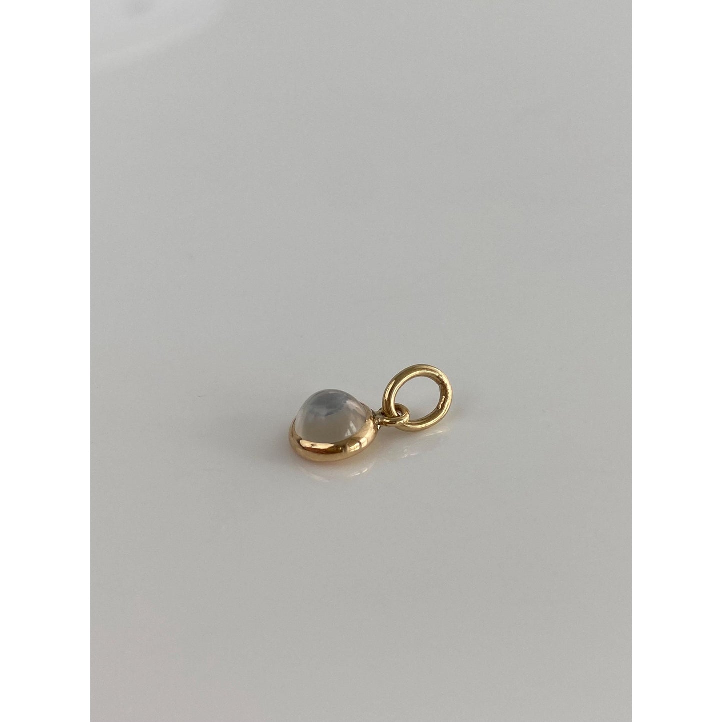 Vintage Solid 14k Yellow Gold Little Moonstone Cufflink Conversion Charm