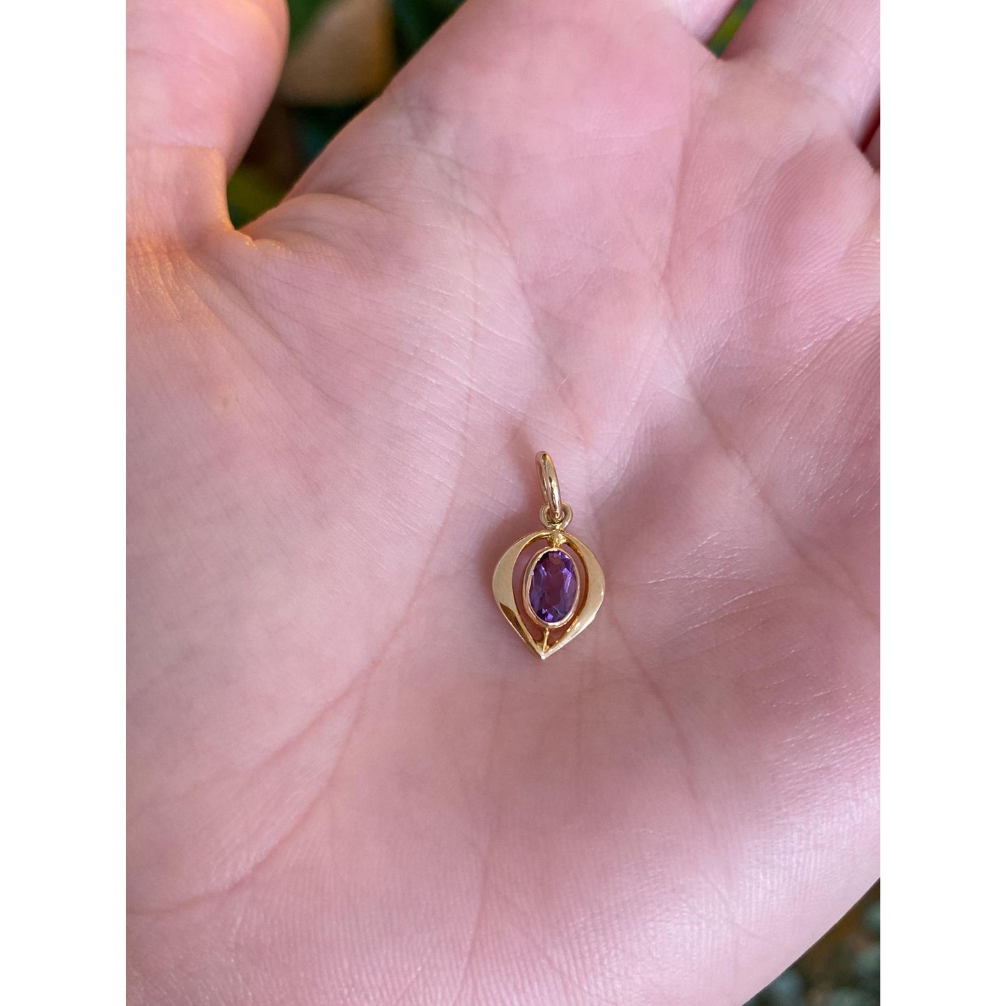 Vintage Solid 14k Yellow Gold Amethyst Stick Pin Conversion Charm