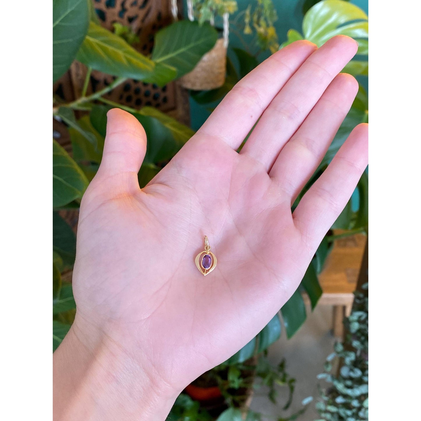 Vintage Solid 14k Yellow Gold Amethyst Stick Pin Conversion Charm