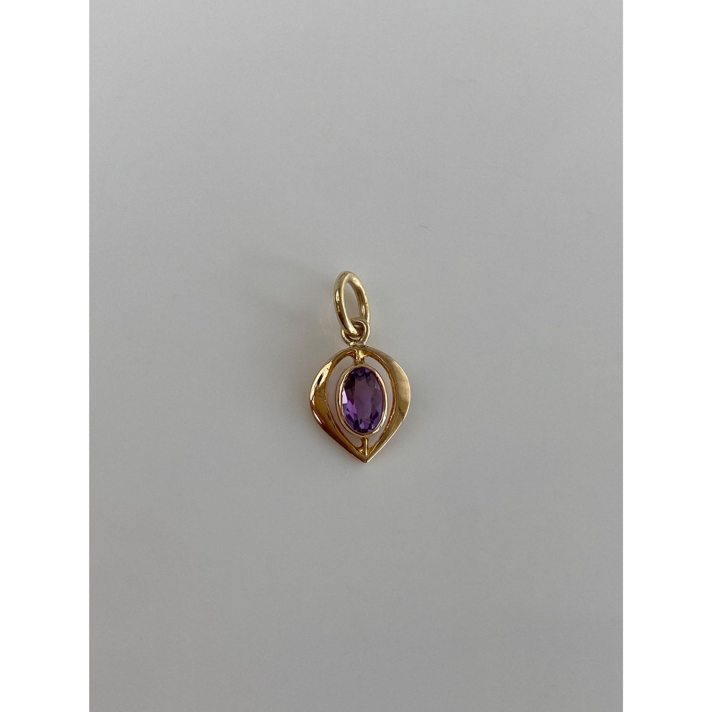 Vintage Solid 14k Yellow Gold Amethyst Stick Pin Conversion Charm