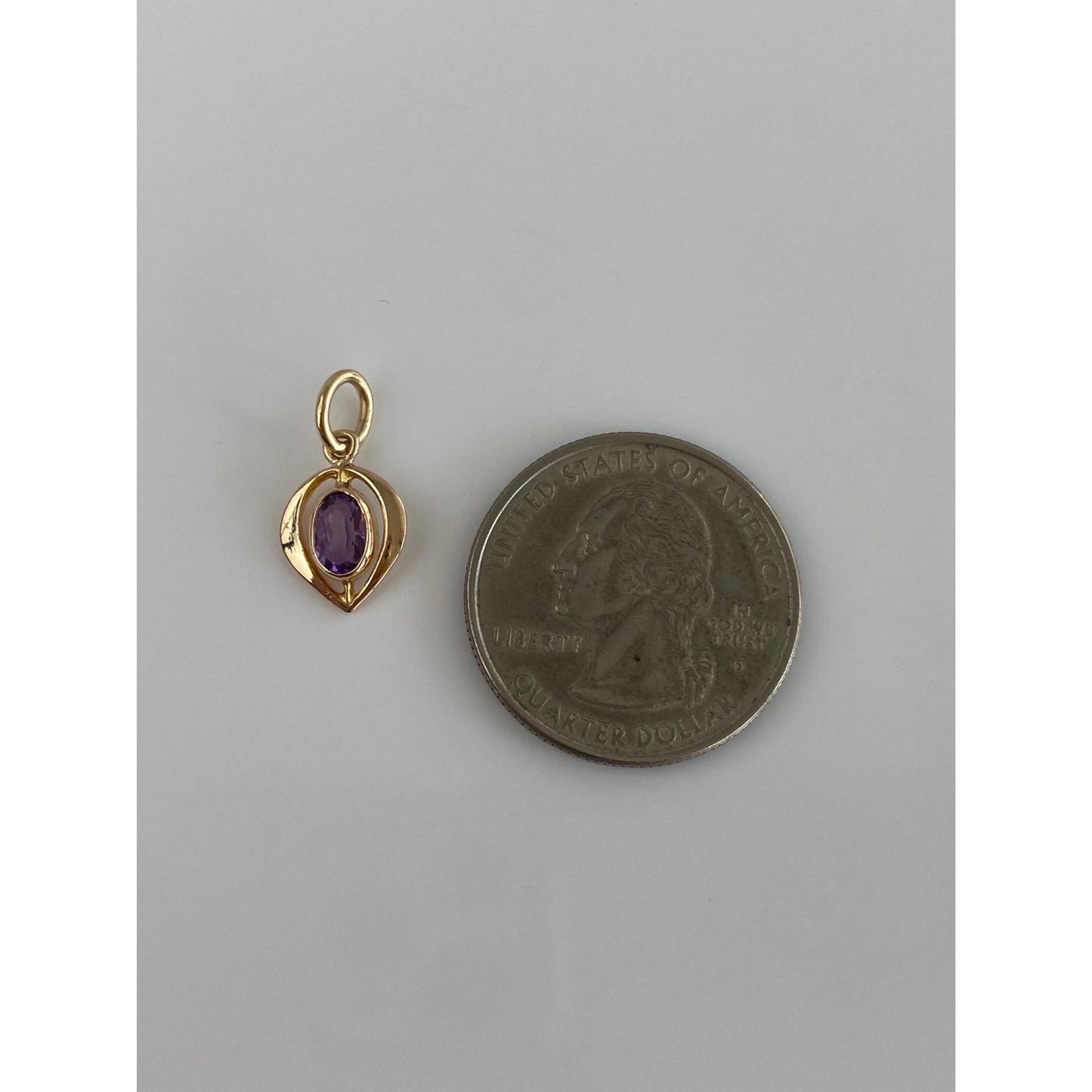 Vintage Solid 14k Yellow Gold Amethyst Stick Pin Conversion Charm