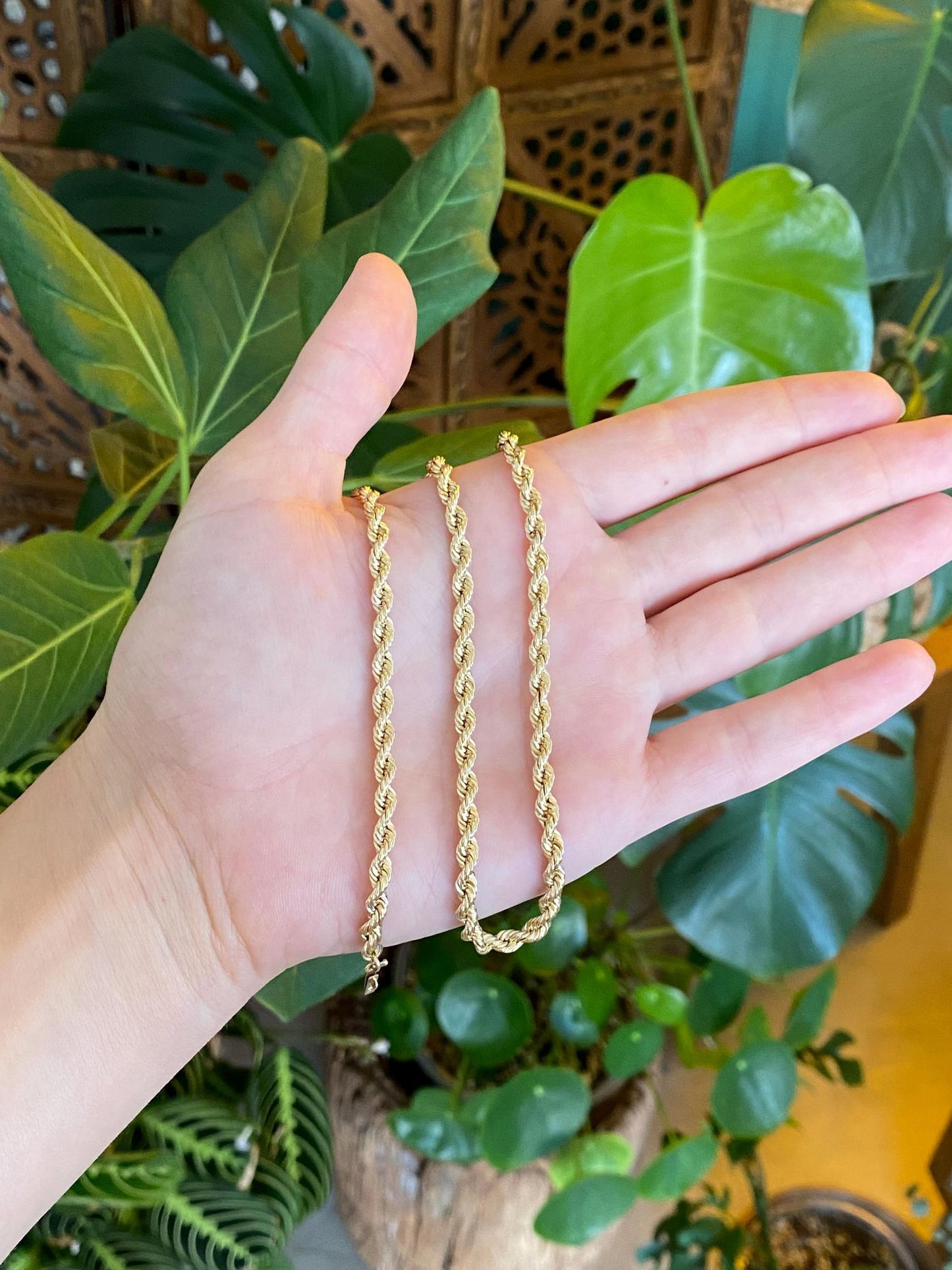 Vintage Solid 14k Yellow Gold Long Rope Chain Necklace - 20 inches