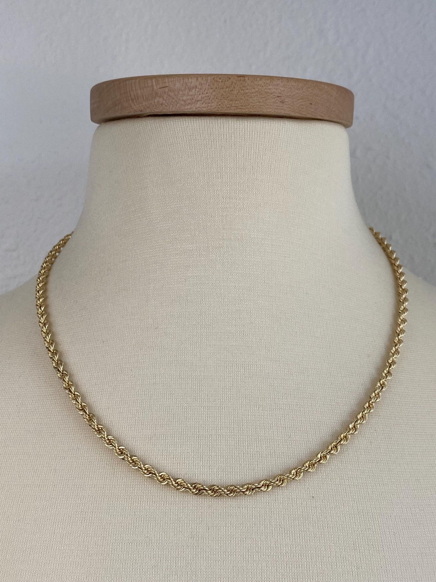 Vintage Solid 14k Yellow Gold Long Rope Chain Necklace - 20 inches