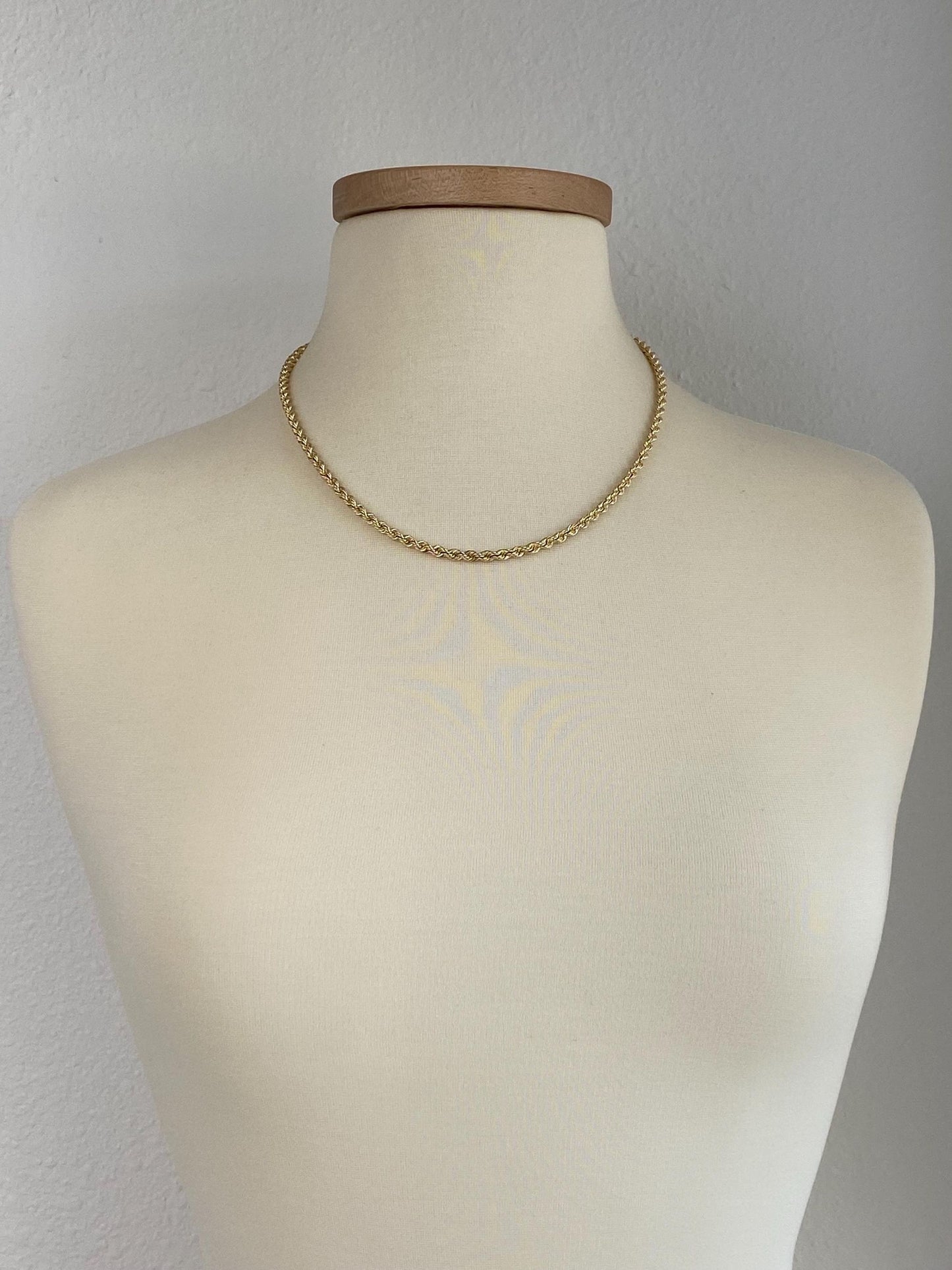 Vintage Solid 14k Yellow Gold Long Rope Chain Necklace - 20 inches